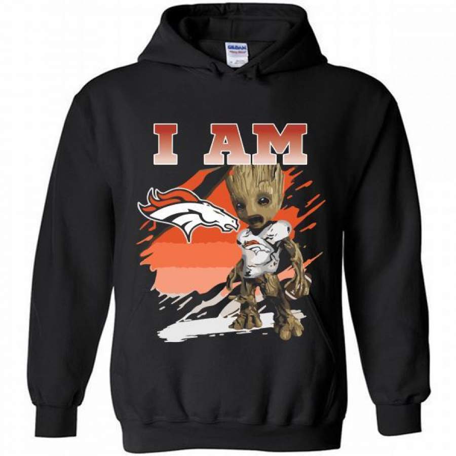 Baby Groot I Am Denver Broncos Hoodie