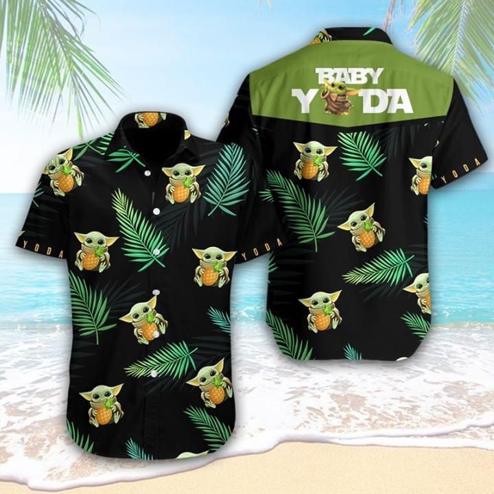Baby yoda hug pineapple 3D hawaiian Shirt