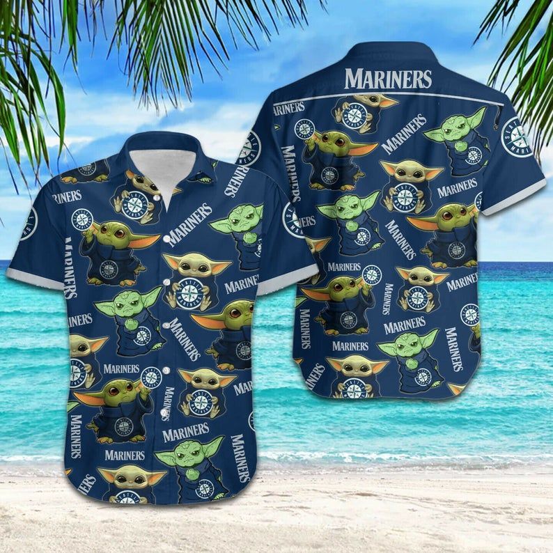 Baby Yoda Seattle Mariners For Football MLB – Premium Hawaiian Shirt – Gift For Sports Lovers