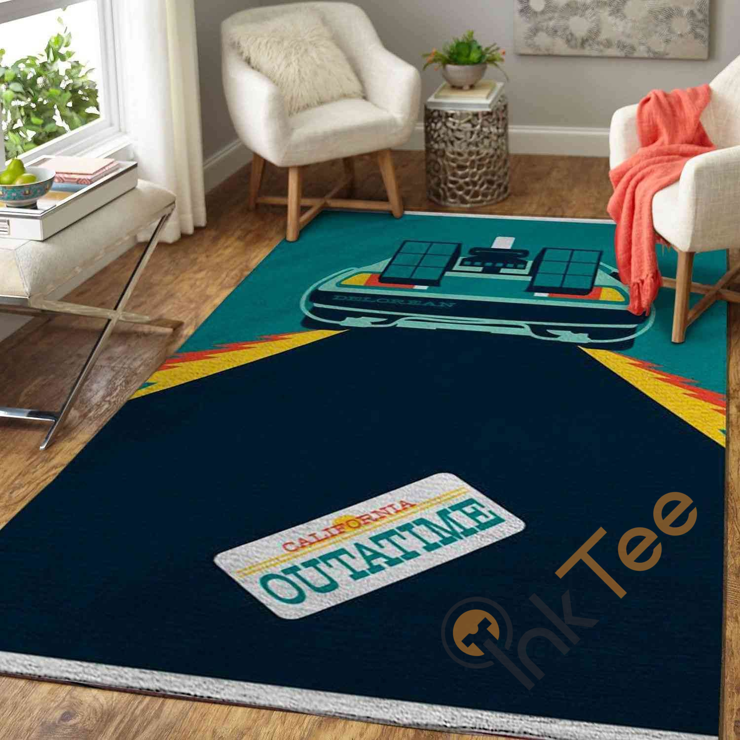 Back To The Future Delorean Area Rectangle Rug