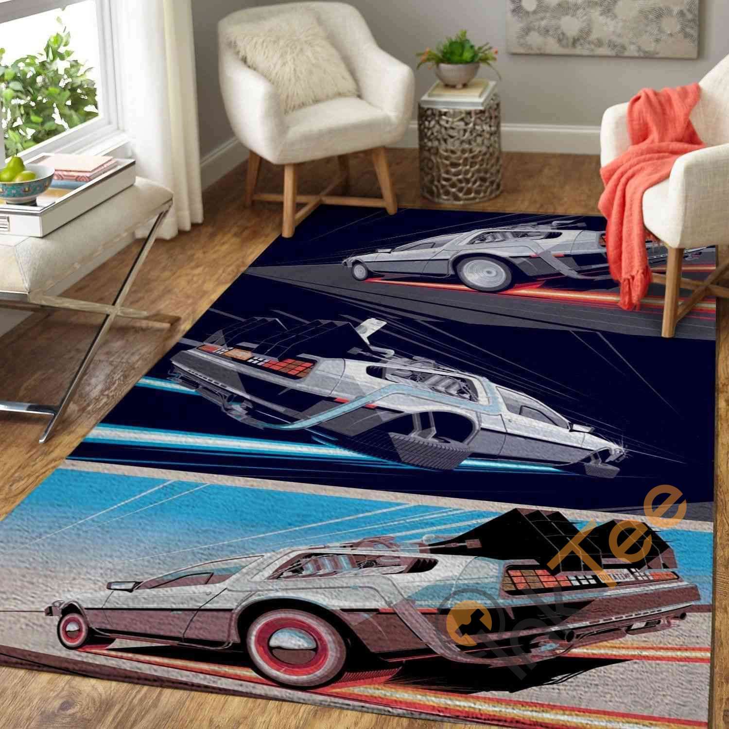 Back To The Future Delorean Car Area Rectangle Rug