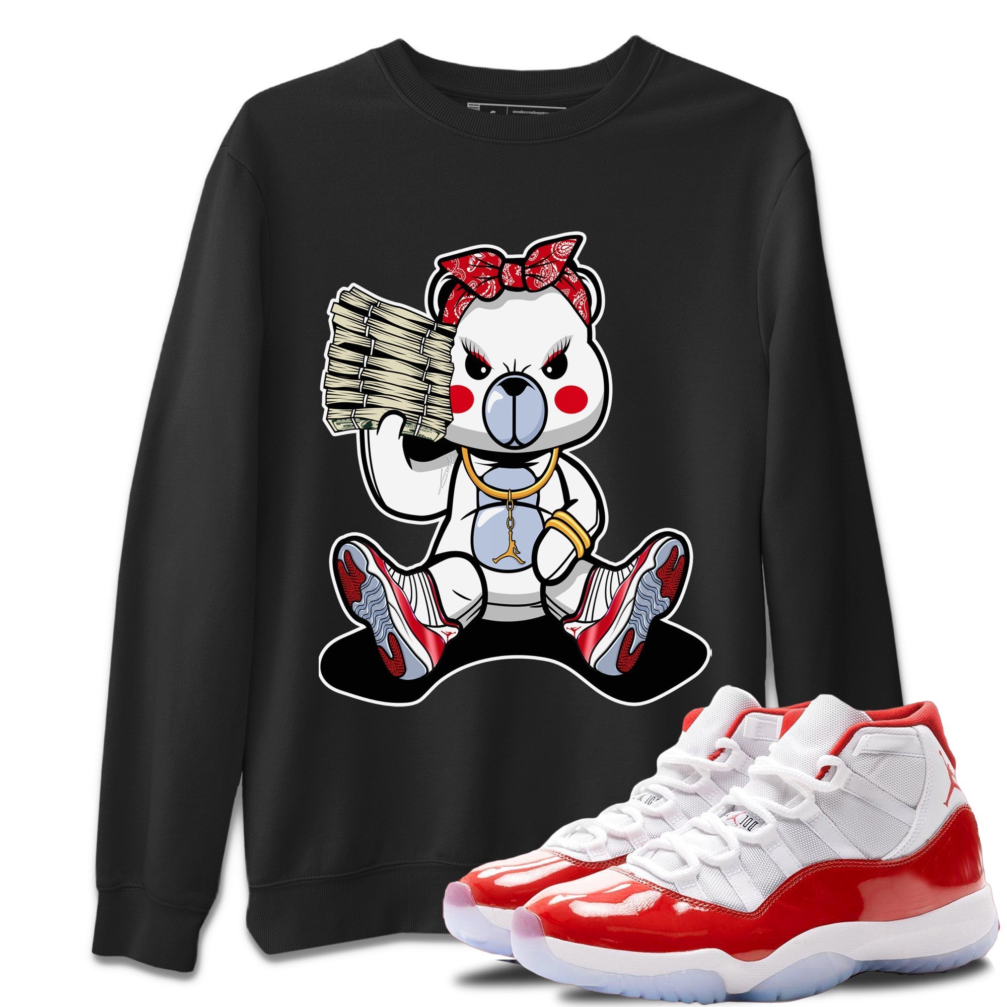 Bad Baby Bear Unisex Sweater – Air Jordan 11 Cherry, Sneakers Matching Sweater