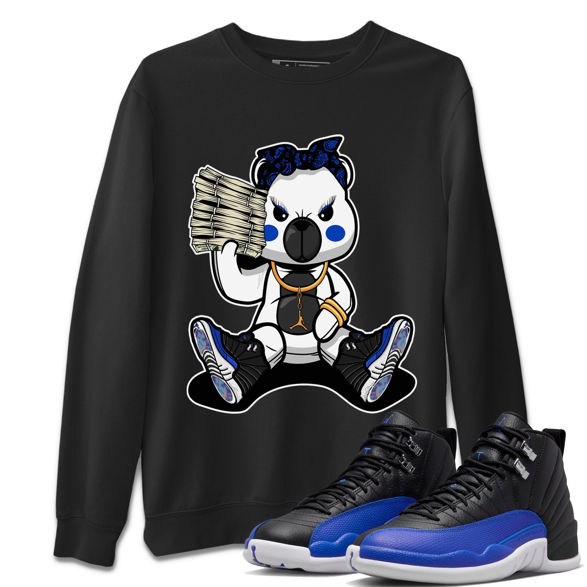 Bad Baby Bear Unisex Sweater – Air Jordan 12 Hyper Royal, Sneakers Matching Sweater