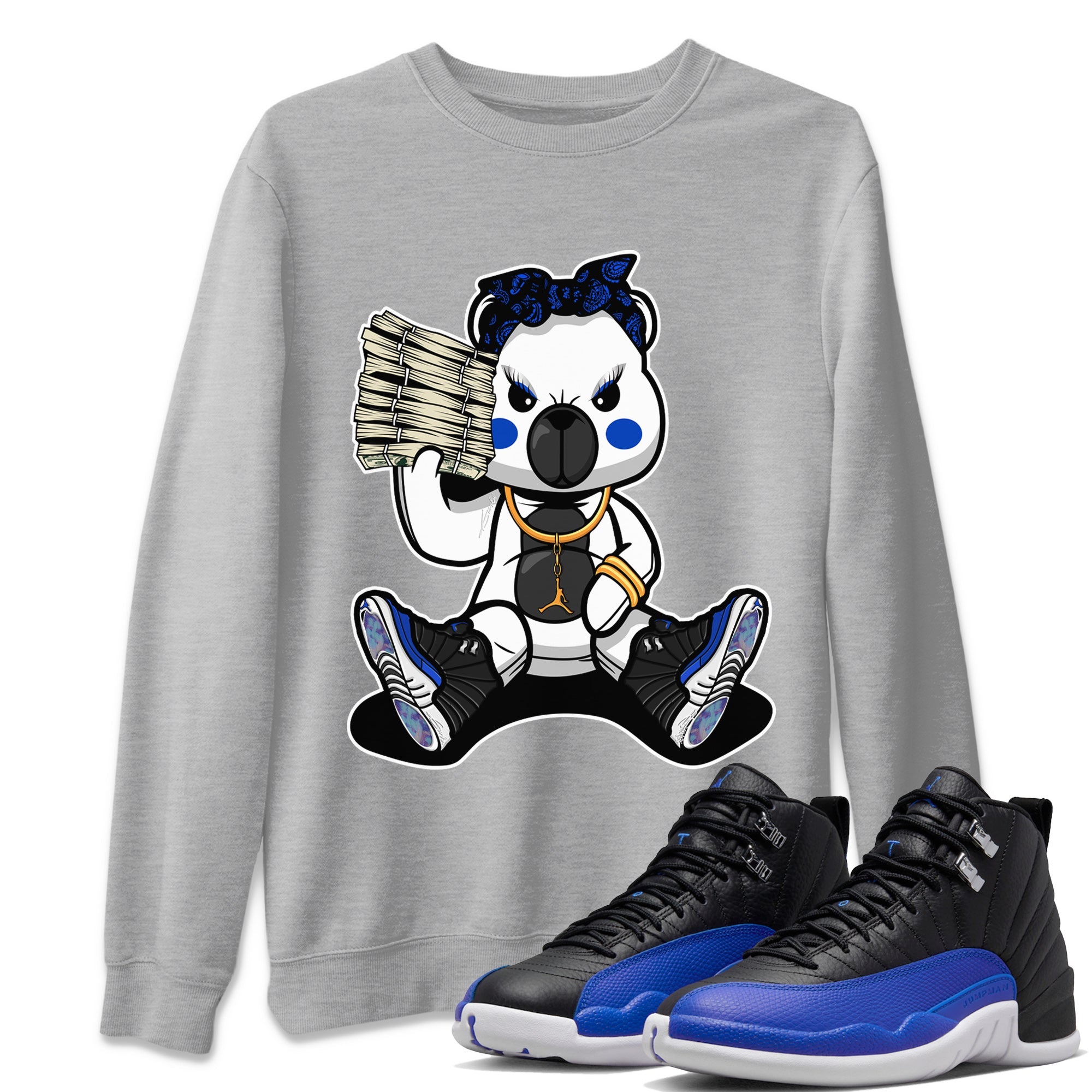 Bad Baby Bear Unisex Sweater – Air Jordan 12 Hyper Royal, Sneakers Matching Sweater