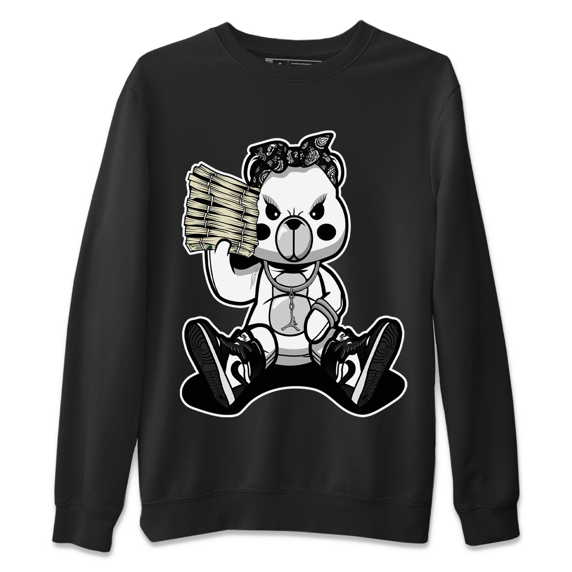 Bad Baby Bear Unisex Sweater – Air Jordan 1 Black White, Sneakers Matching Sweater