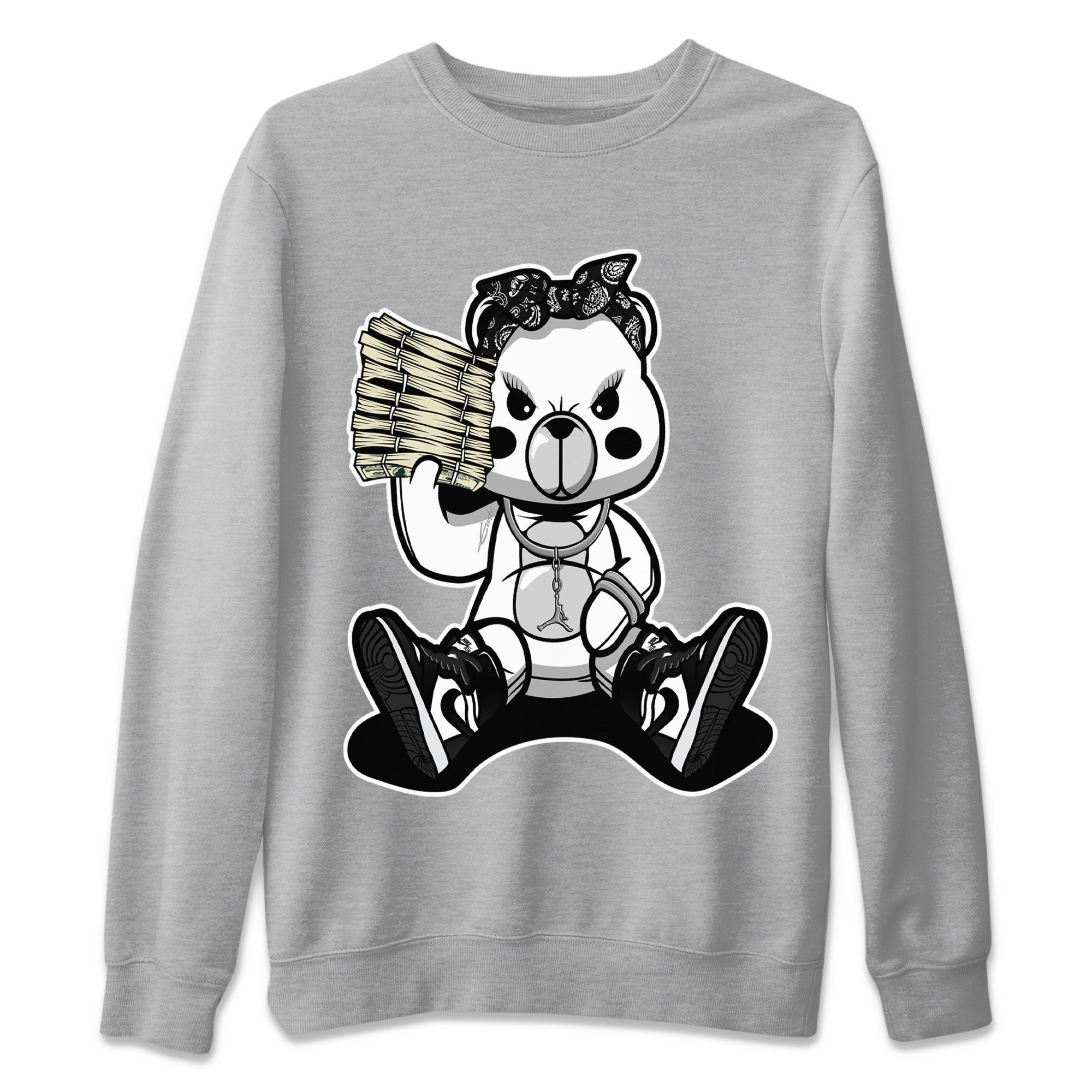 Bad Baby Bear Unisex Sweater – Air Jordan 1 Black White, Sneakers Matching Sweater