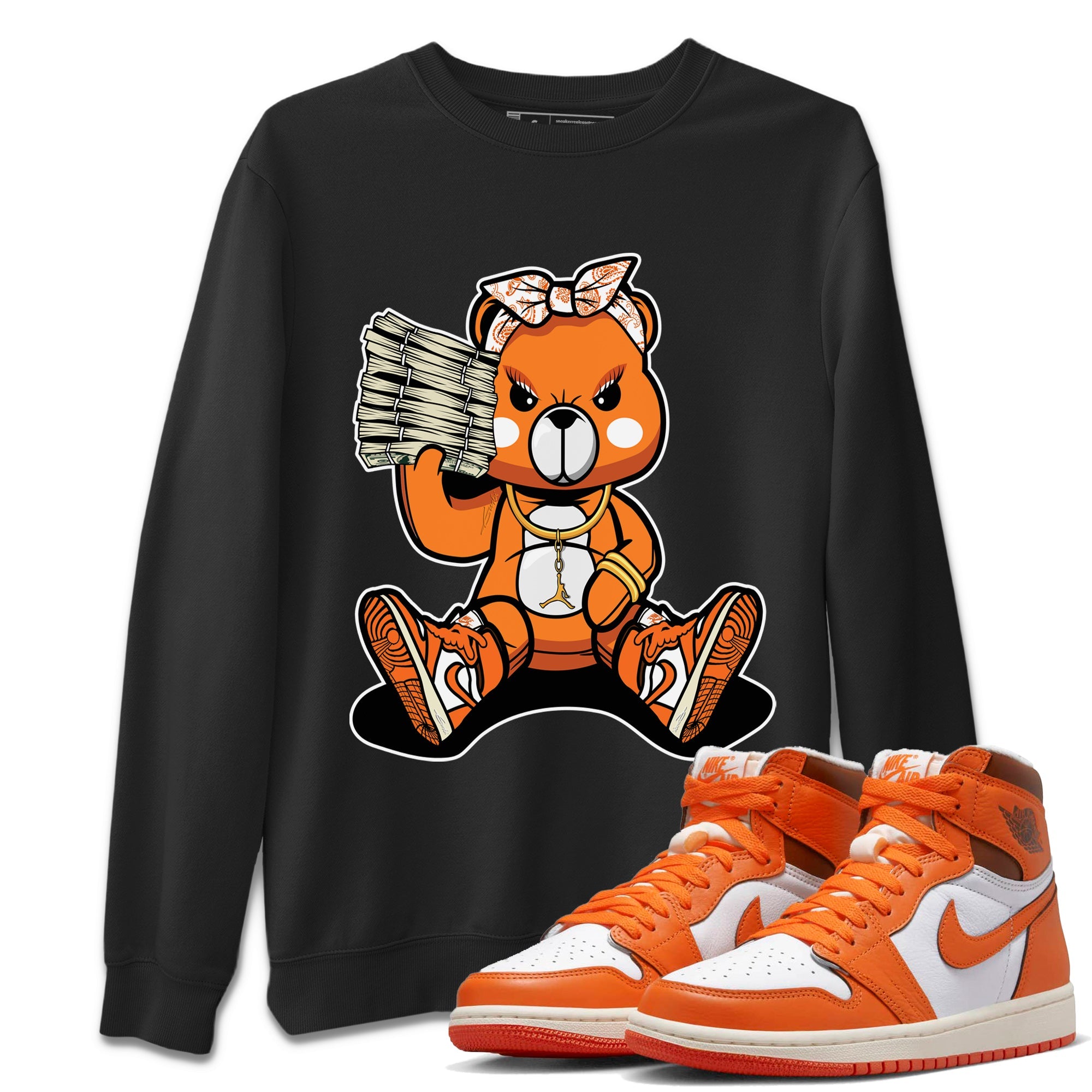 Bad Baby Bear Unisex Sweater – Air Jordan 1 Starfish, Sneakers Matching Sweater