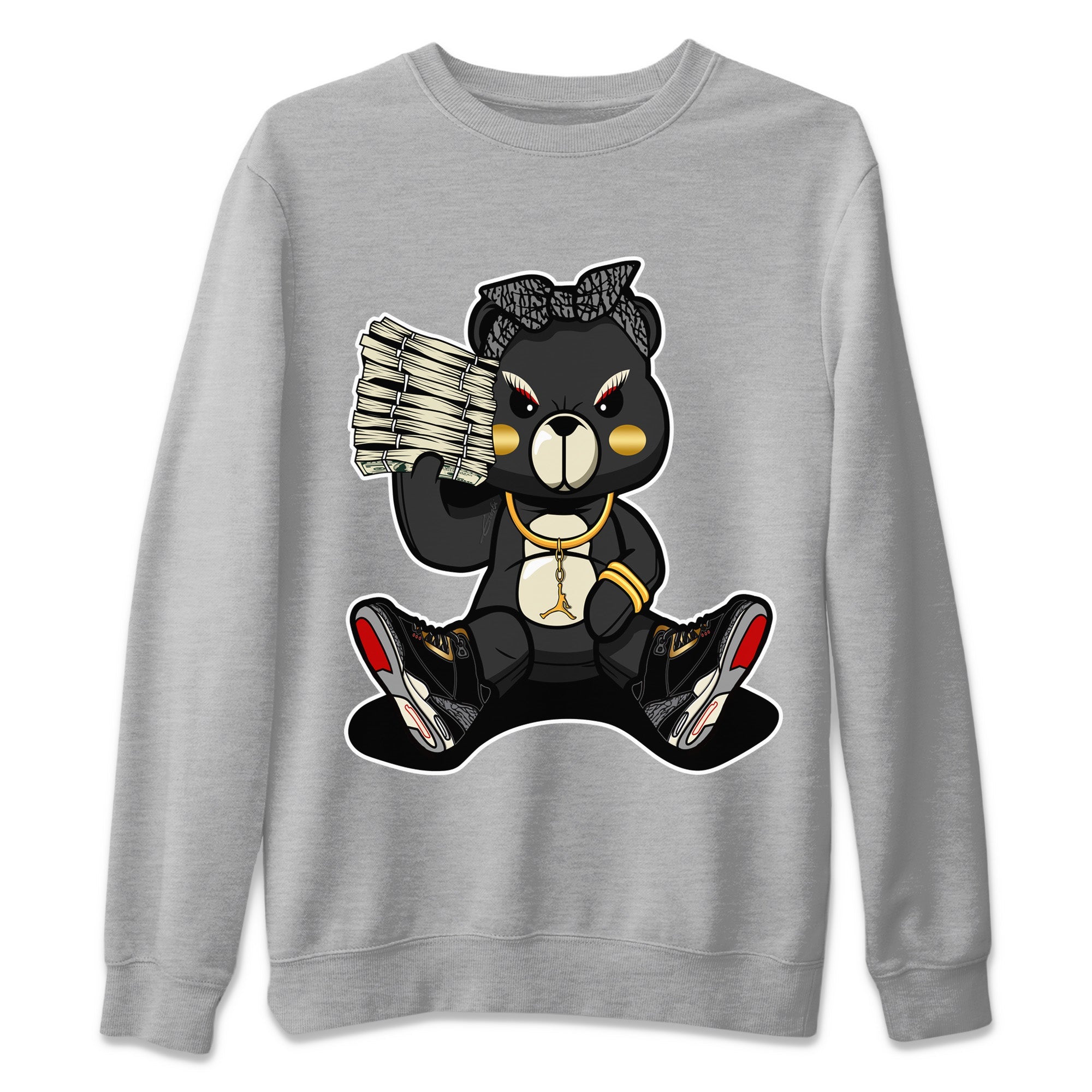 Bad Baby Bear Unisex Sweater – Air Jordan 3 Black Gold, Sneakers Matching Sweater