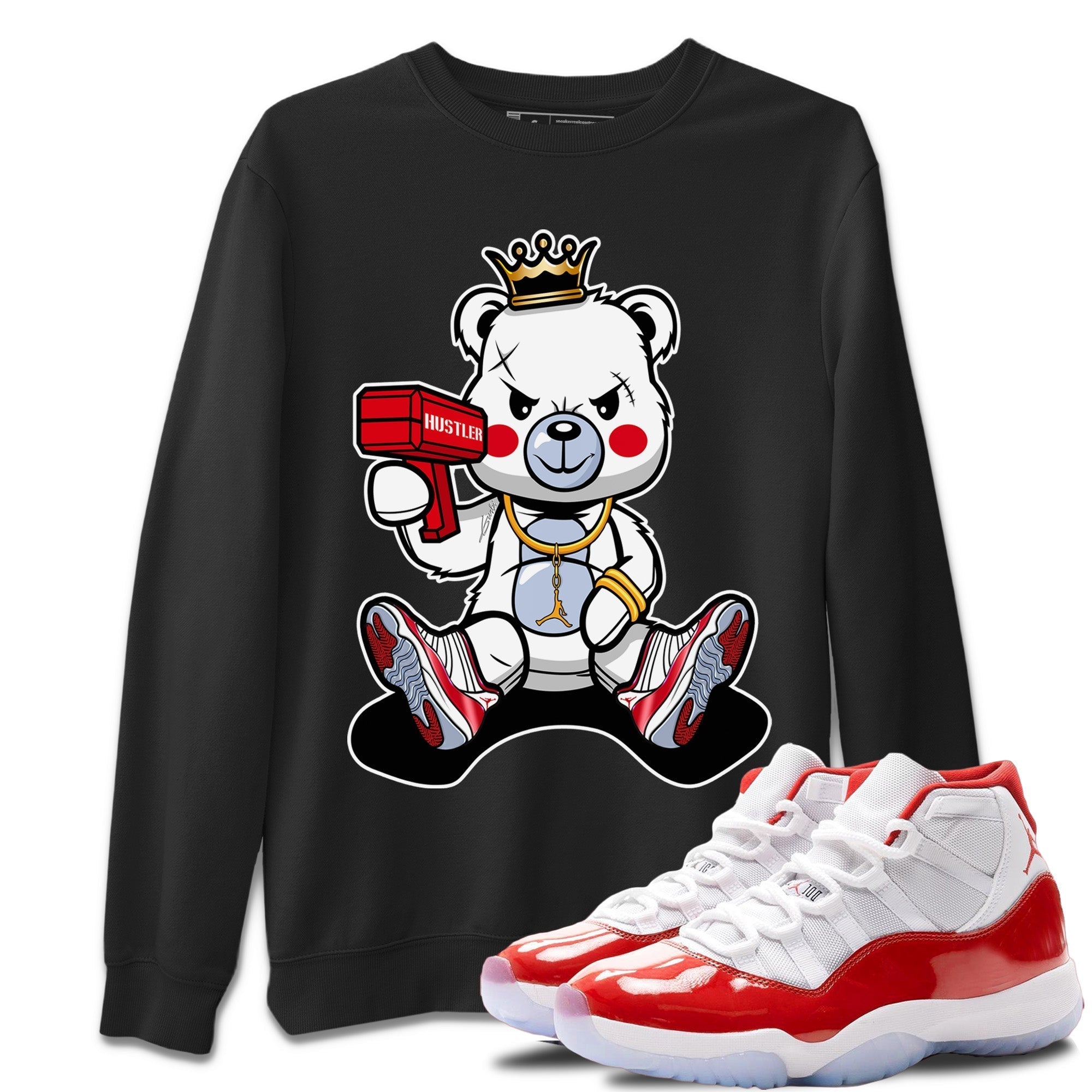 Bad King Baby Bear Unisex Sweater – Air Jordan 11 Cherry, Sneakers Matching Sweater