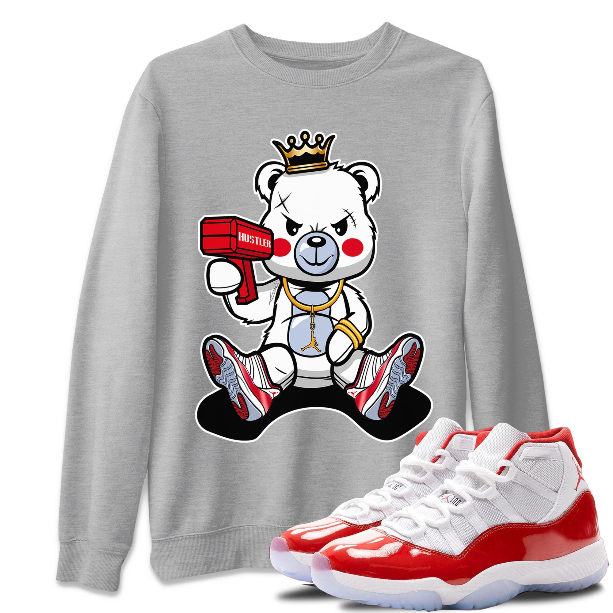 Bad King Baby Bear Unisex Sweater – Air Jordan 11 Cherry, Sneakers Matching Sweater