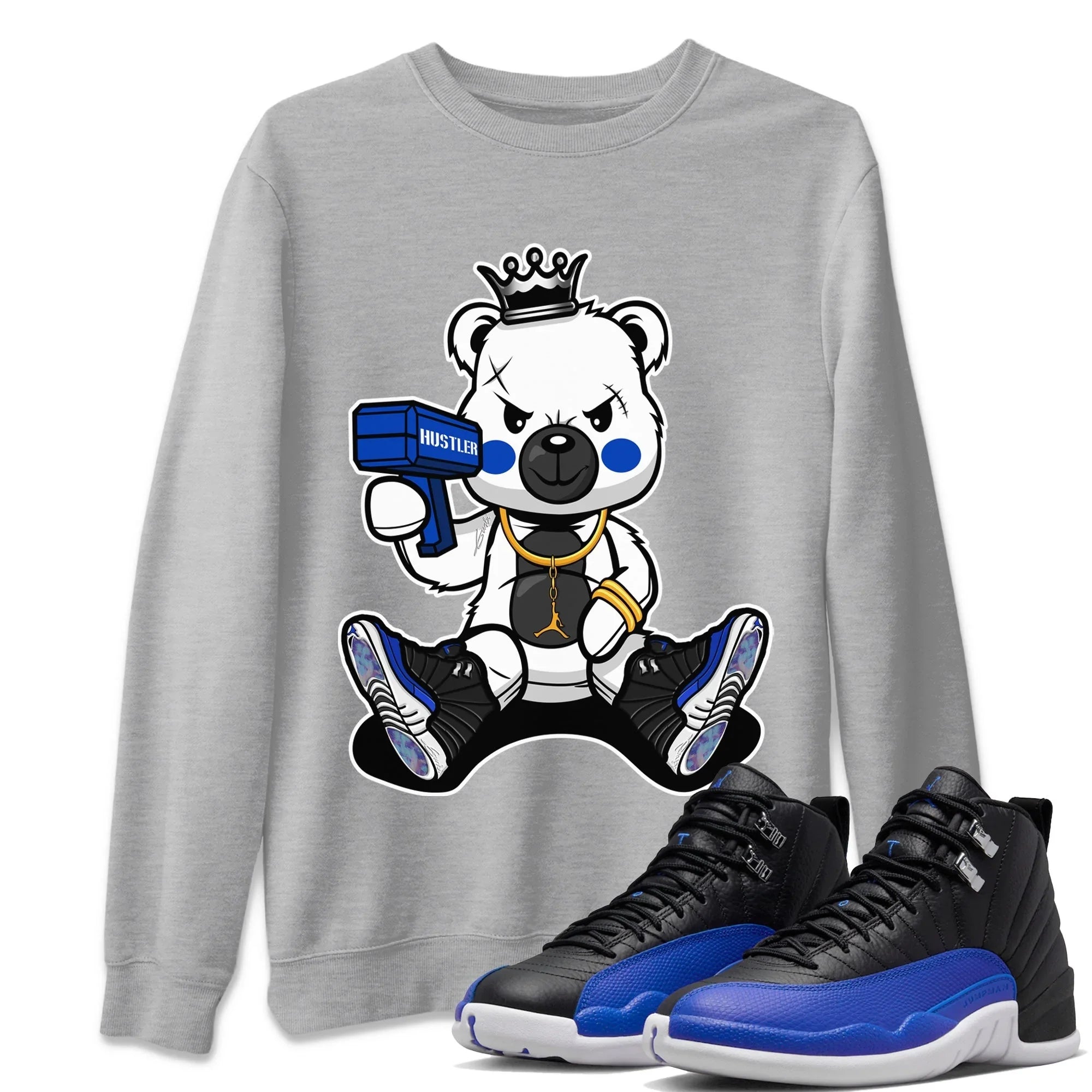Bad King Baby Bear Unisex Sweater – Air Jordan 12 Hyper Royal, Sneakers Matching Sweater