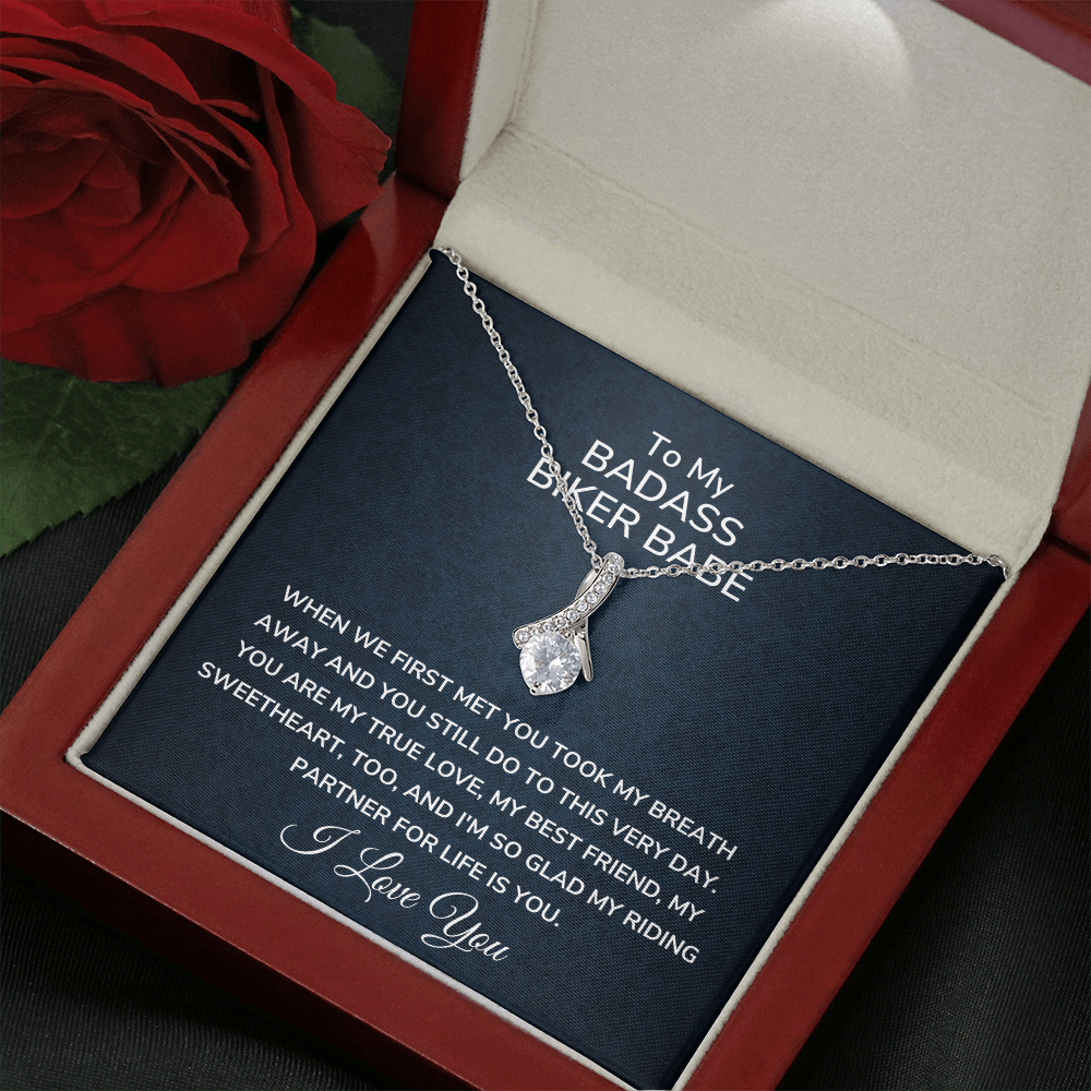 Badass Biker Babe Alluring Beauty White Gold And Glittering Gemstones Necklace