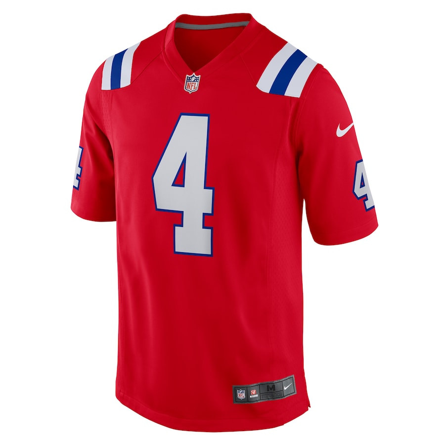 Bailey Zappe 4 New England Patriots Alternate Game Player Stitched Jersey – Red