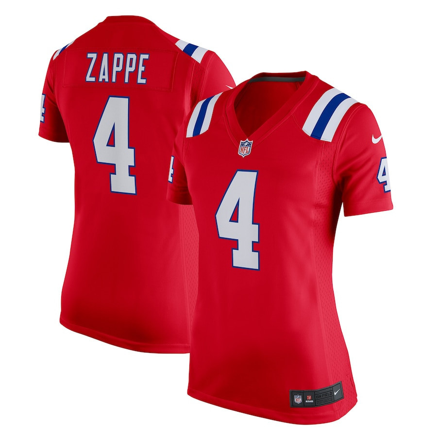 Bailey Zappe 4 New England Patriots Women’s Alternate Game Player Stitched Jersey – Red
