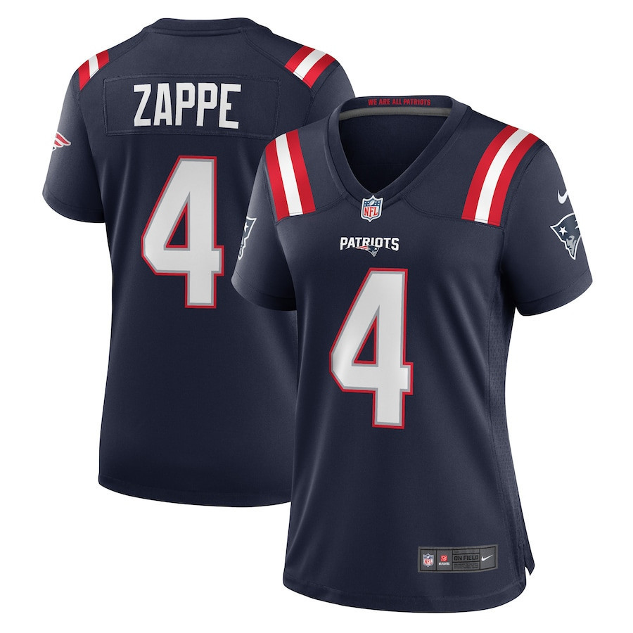 Bailey Zappe 4 New England Patriots Women’s Stitched Jersey – Navy