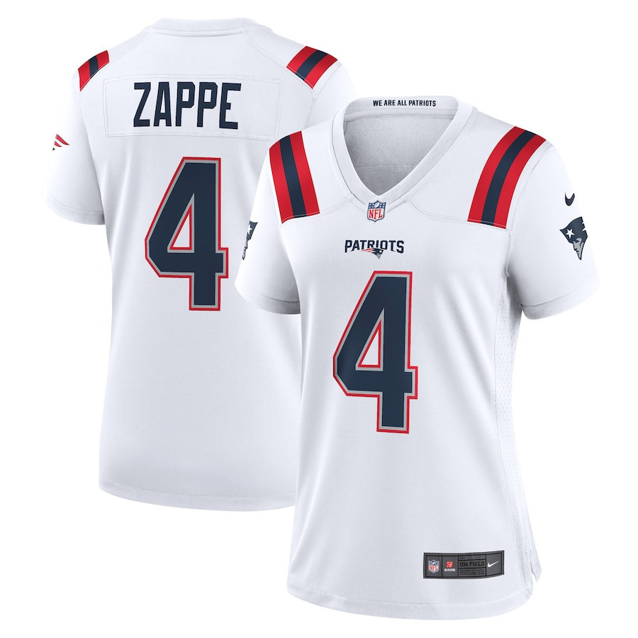 Bailey Zappe 4 New England Patriots Women’s Stitched Jersey – White