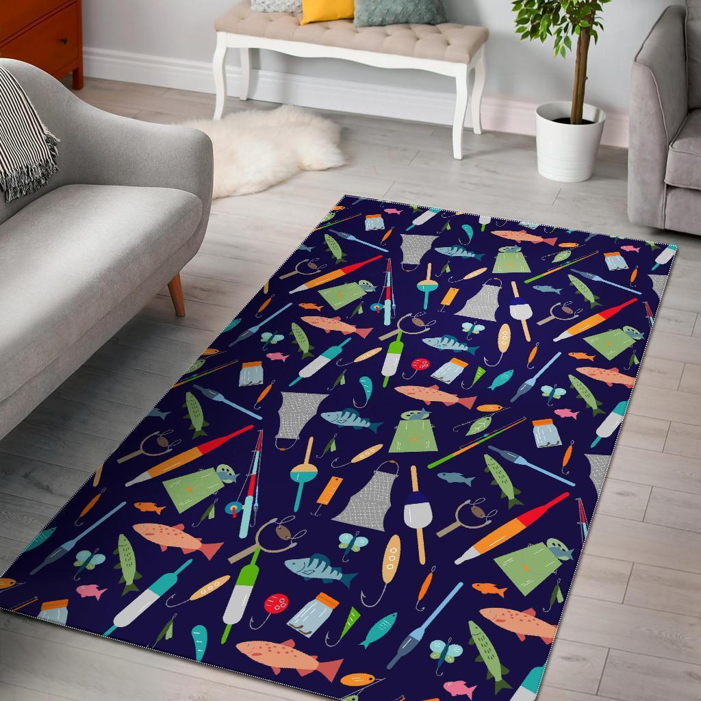 Bait Bass Fishing Print Pattern Area Limited Edition Rectangle Rug