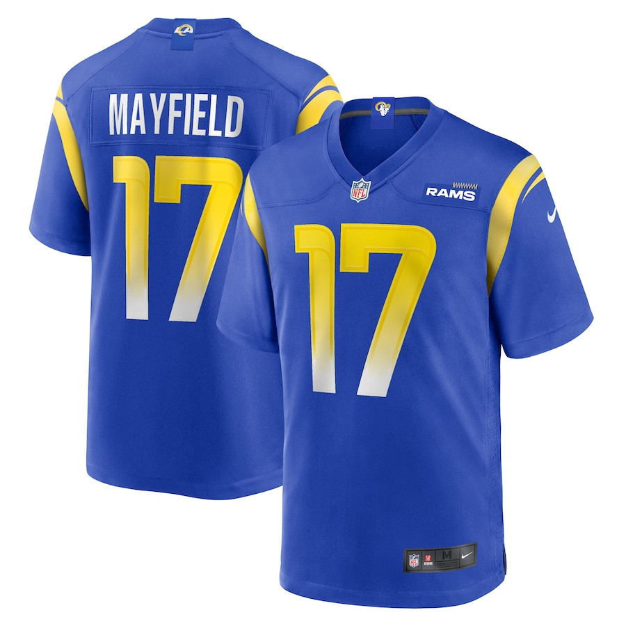 Baker Mayfield 17 Los Angeles Rams Game Player Stitched Jersey – Royal
