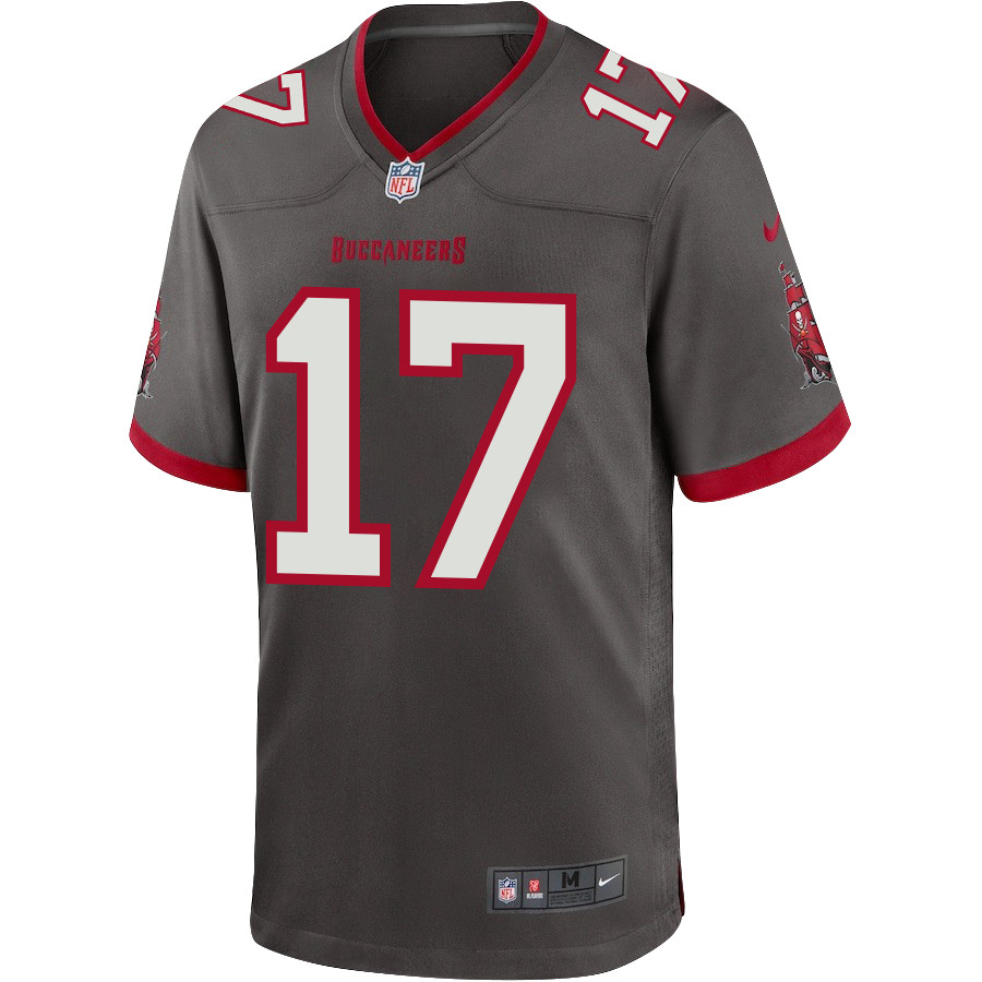 Baker Mayfield 17 Tampa Bay Buccaneers Men Alternate Game Stitched Jersey – Pewter