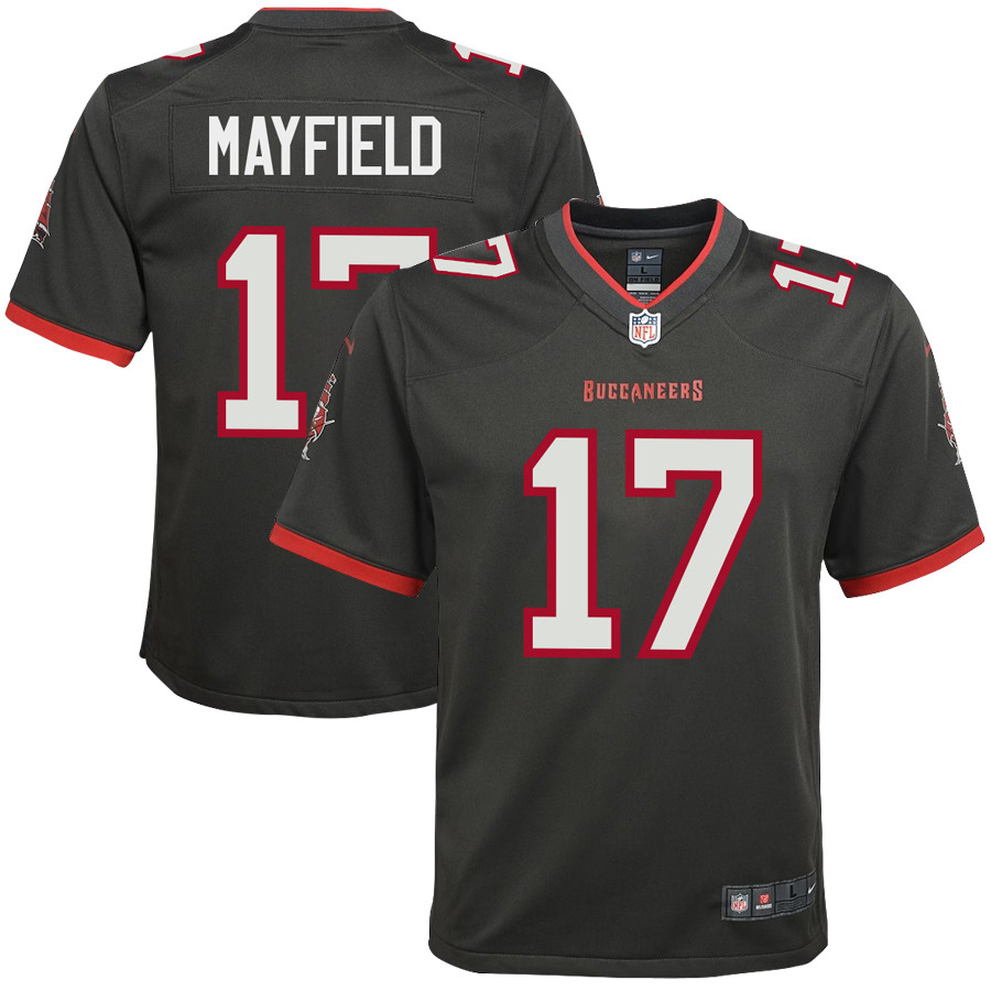 Baker Mayfield 17 Tampa Bay Buccaneers Youth Alternate Game Stitched Jersey – Pewter