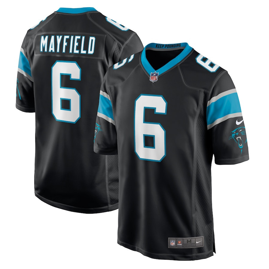 Baker Mayfield 6 Carolina Panthers Home Player Game Stitched Jersey – Black