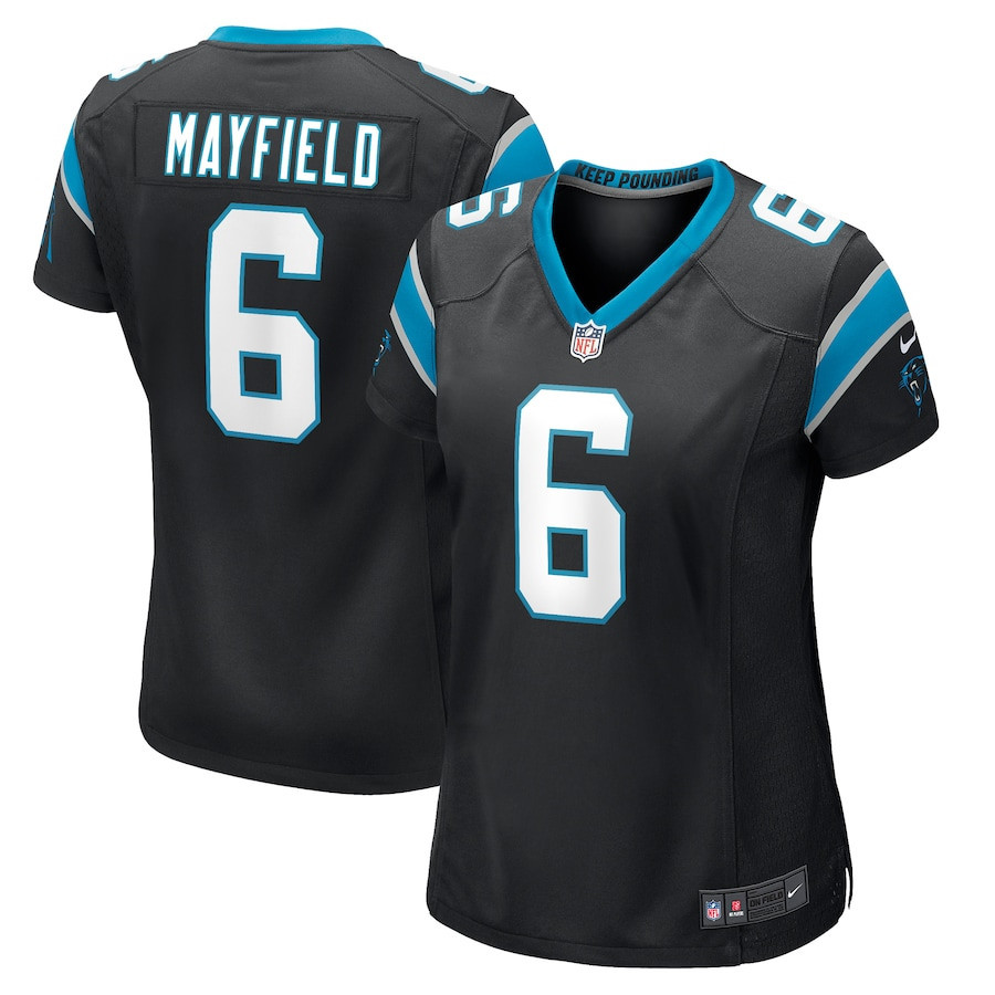 Baker Mayfield 6 Carolina Panthers Women’s Home Player Game Stitched Jersey – Black