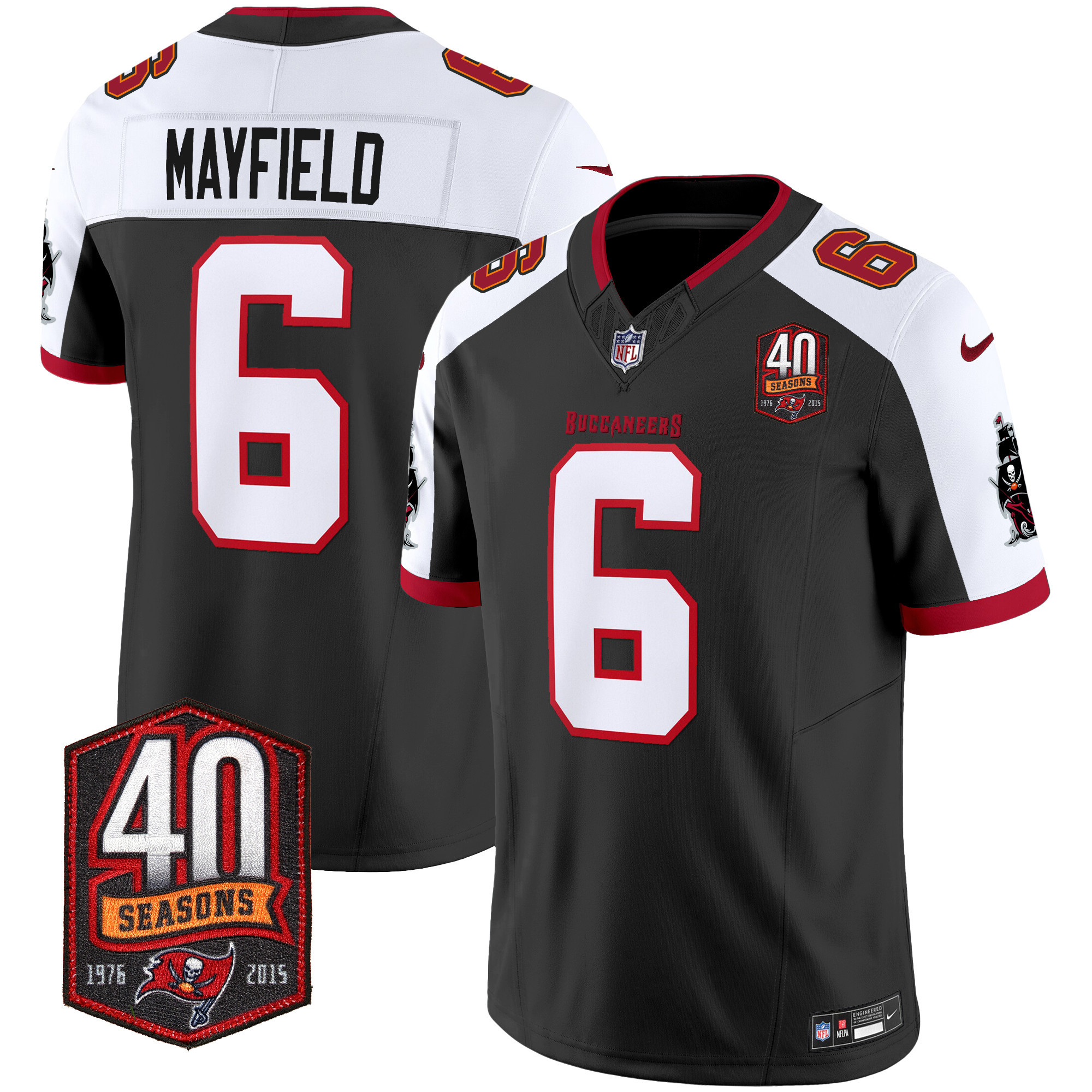 Baker Mayfield Men's Tampa Bay Buccaneers 40th Season Patch Vapor Limited Black Alternate Jersey - All Stitched 