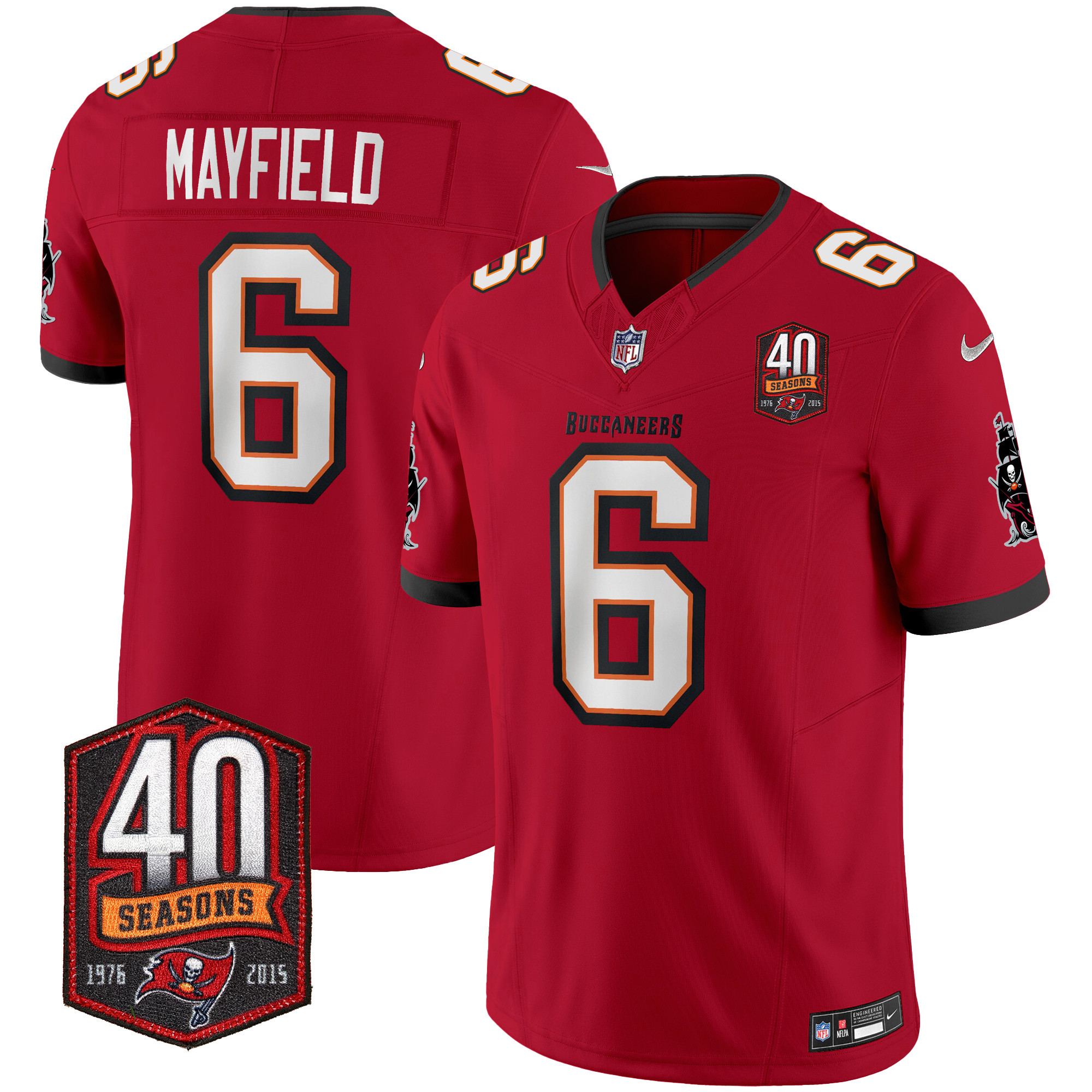 Baker Mayfield Men's Tampa Bay Buccaneers 40th Season Patch Vapor Limited Red Jersey - All Stitched 