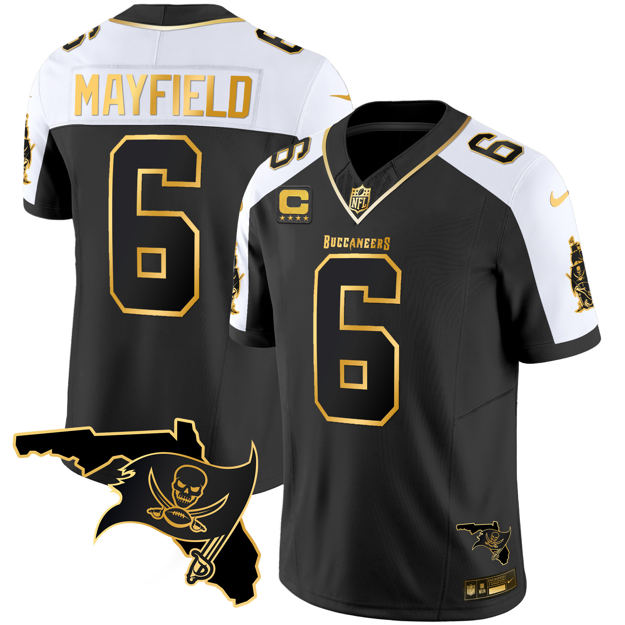 Baker Mayfield Men's Tampa Bay Buccaneers Florida Patch Vapor Gold Alternate Jersey - All Stitched 