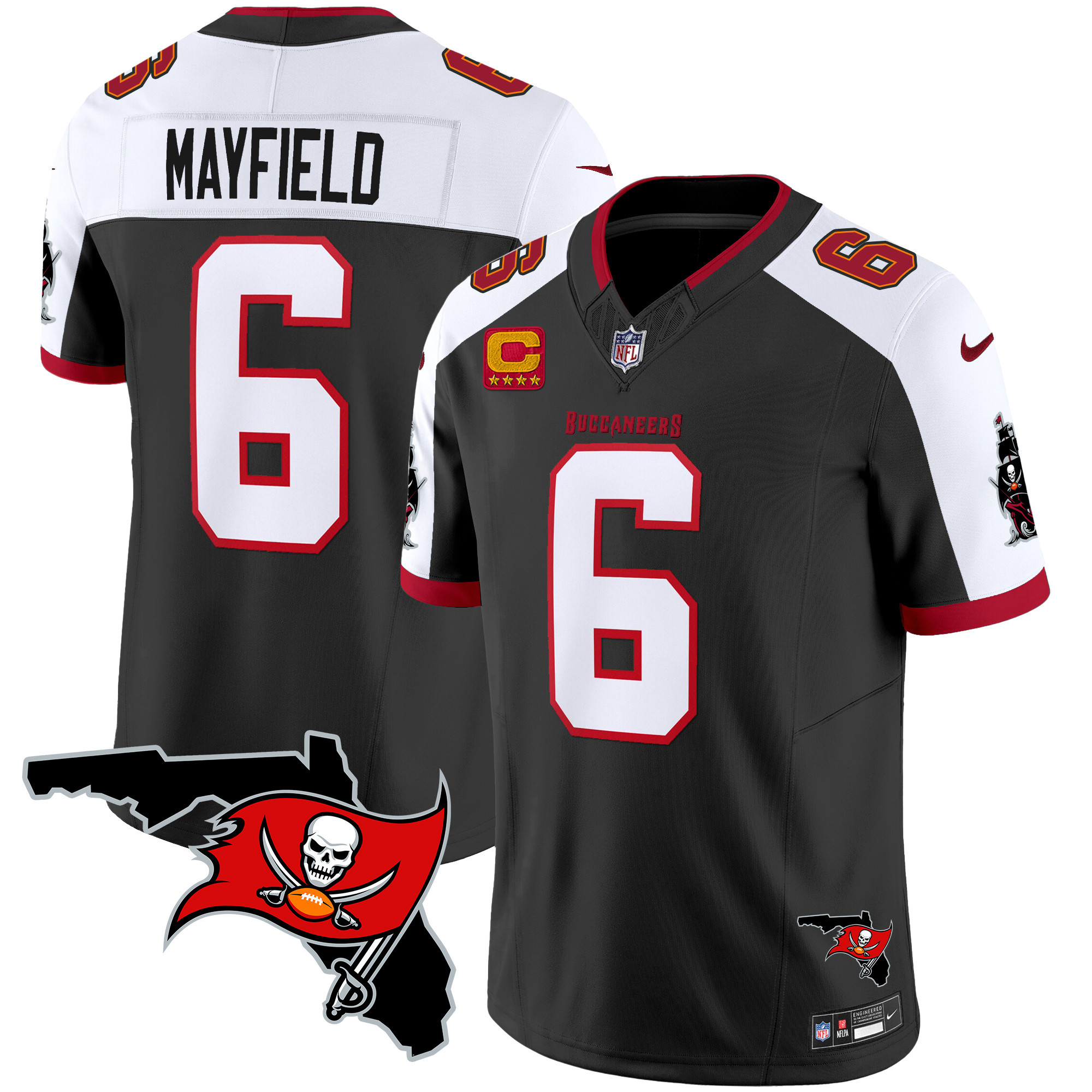 Baker Mayfield Men's Tampa Bay Buccaneers Florida Patch Vapor Limited Black Alternate Jersey - All Stitched 