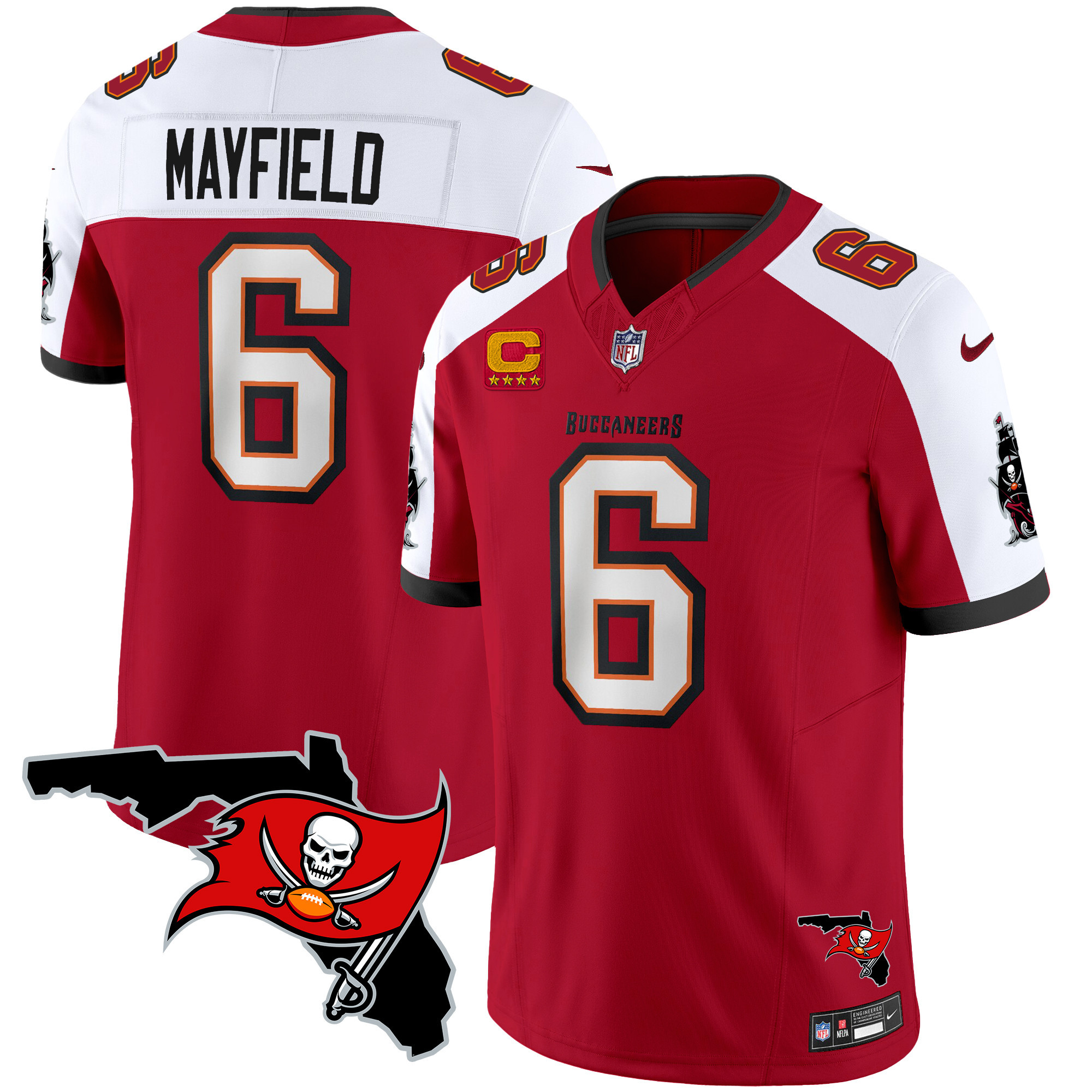 Baker Mayfield Men's Tampa Bay Buccaneers Florida Patch Vapor Limited Red Alternate Jersey - All Stitched 