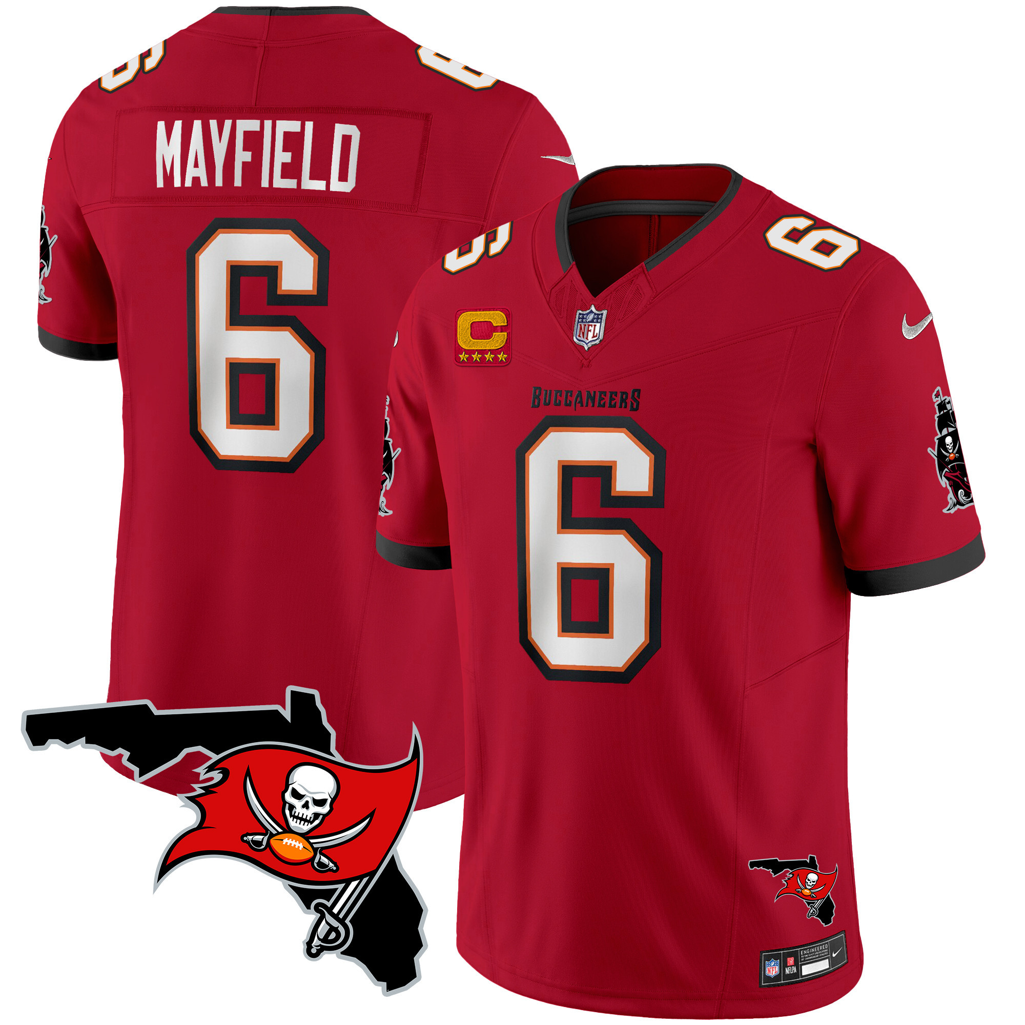 Baker Mayfield Men's Tampa Bay Buccaneers Florida Patch Vapor Limited Red Jersey - All Stitched 