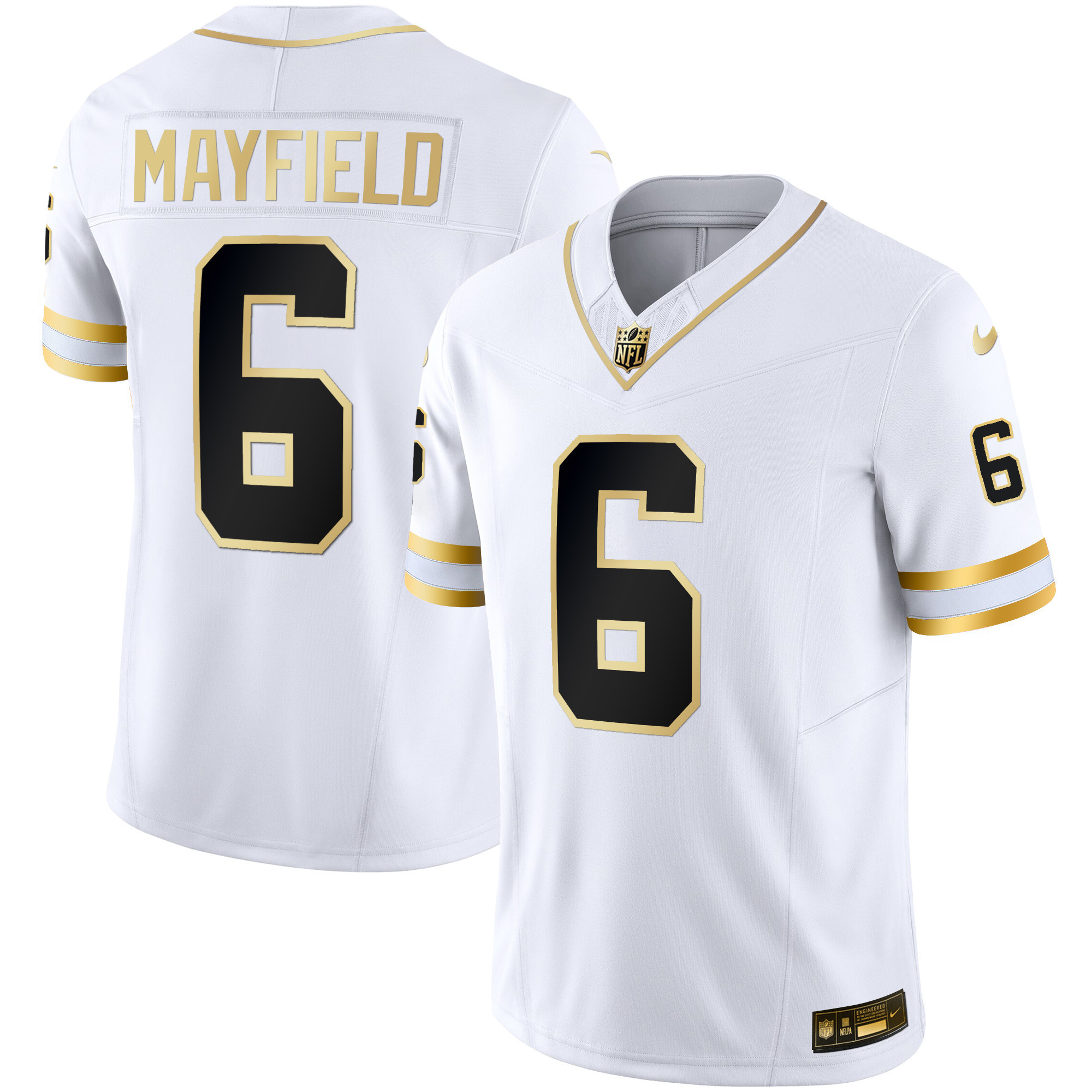 Baker Mayfield Men's Tampa Bay Buccaneers Throwback & Gold Limited White Gold Jersey - All Stitched 