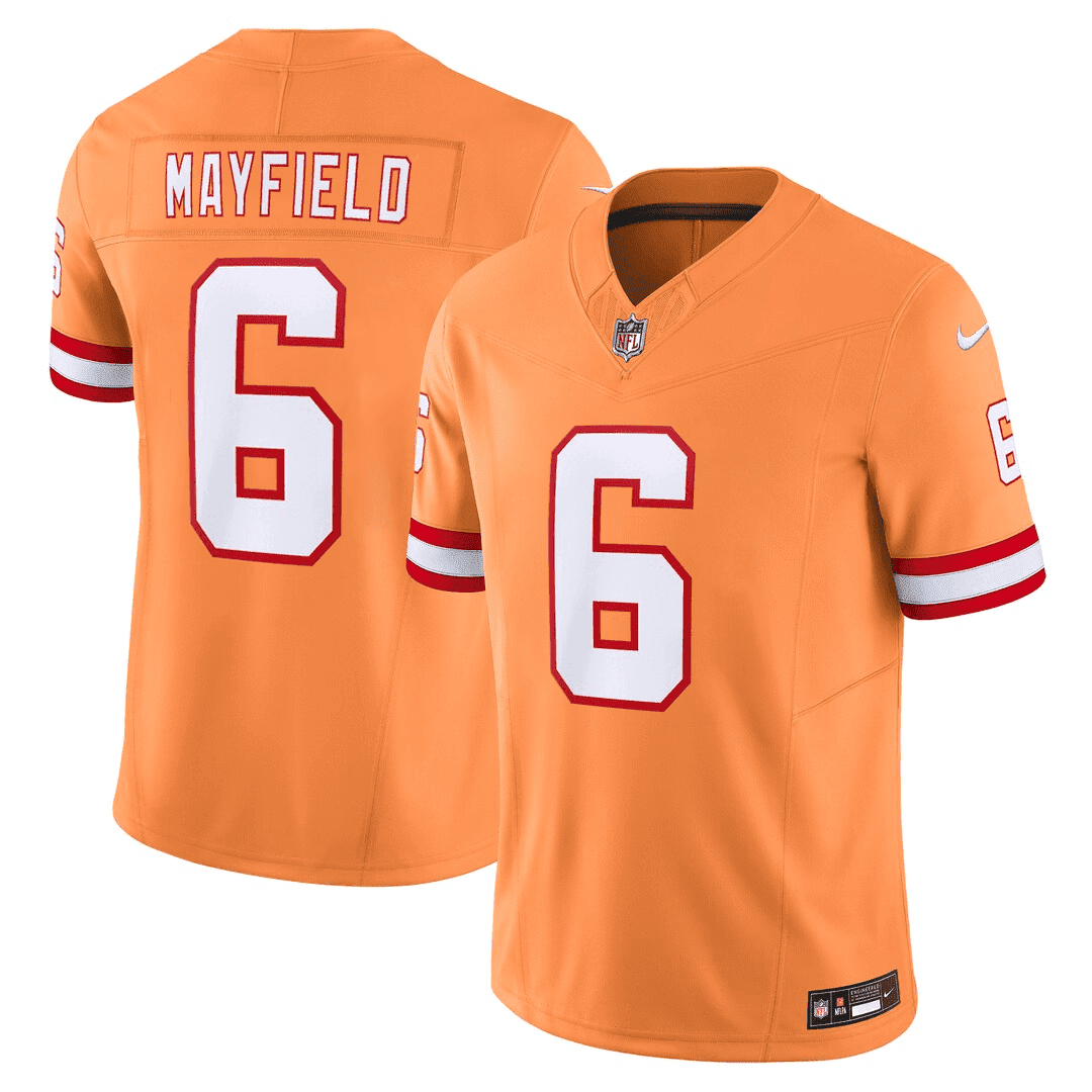 Baker Mayfield Men's Tampa Bay Buccaneers Throwback Limited Orange Jersey - All Stitched 
