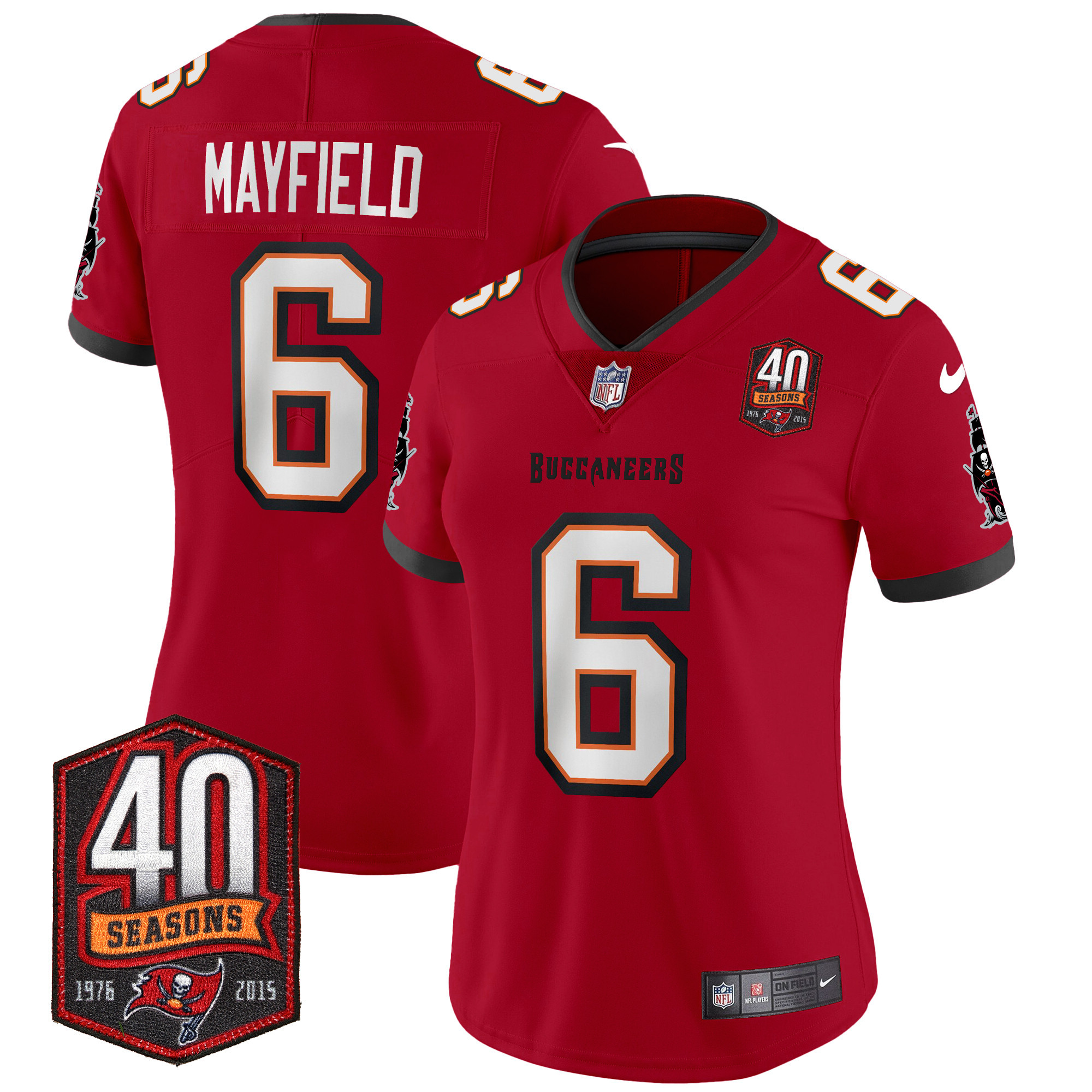 Baker Mayfield Women's Tampa Bay Buccaneers 40th Season Patch Vapor Limited Red Jersey - All Stitched 