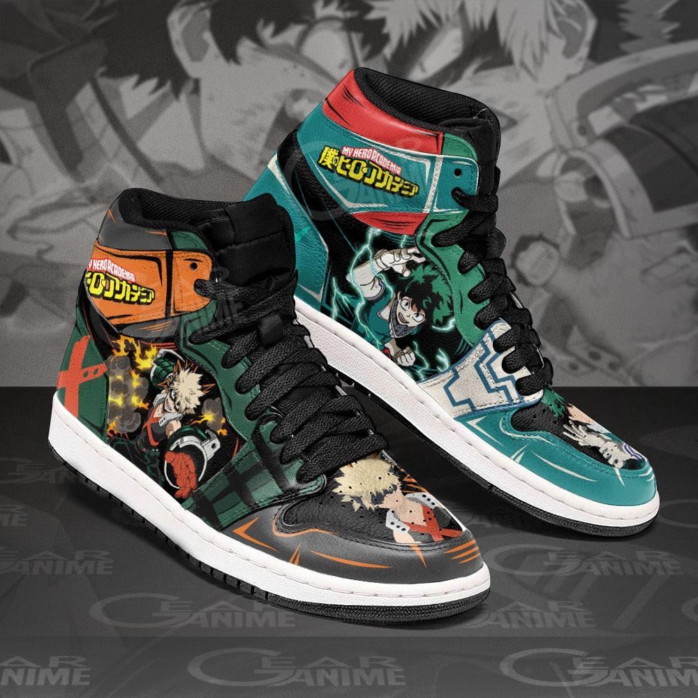Bakugo And Deku JD1s Sneakers My Hero Academia Anime Shoes, Air Jordan Hightop