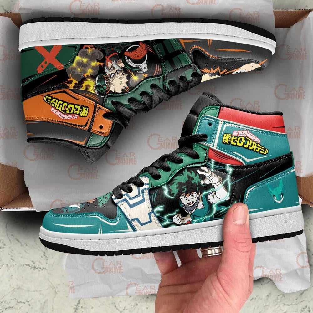 Bakugo And Deku JD1s Sneakers My Hero Academia Anime Shoes, Air Jordan Hightop
