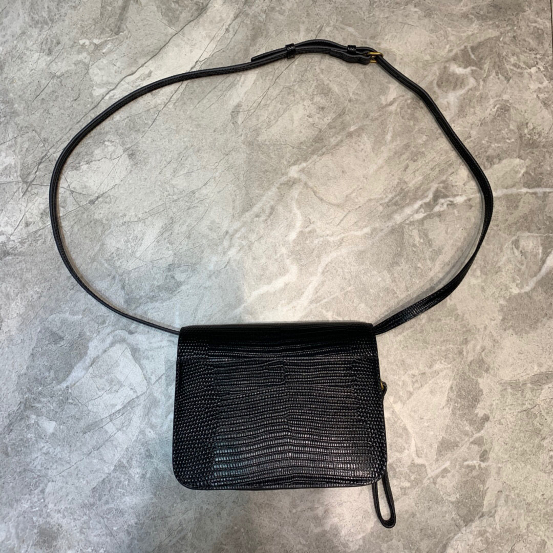 Balenciaga B Small Lizard Effect Cross-body Bag In Black, For Women, Women’s Bags 7in/18cm