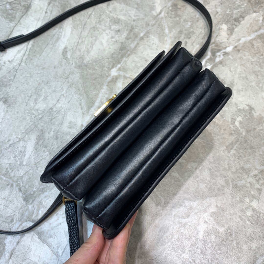 Balenciaga B Small Lizard Effect Cross-body Bag In Black, For Women, Women’s Bags 7in/18cm