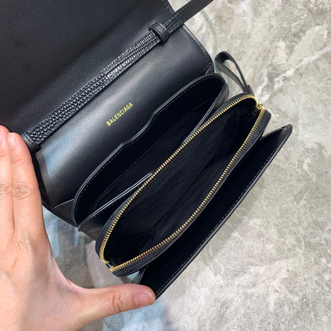 Balenciaga B Small Lizard Effect Cross-body Bag In Black, For Women, Women’s Bags 7in/18cm