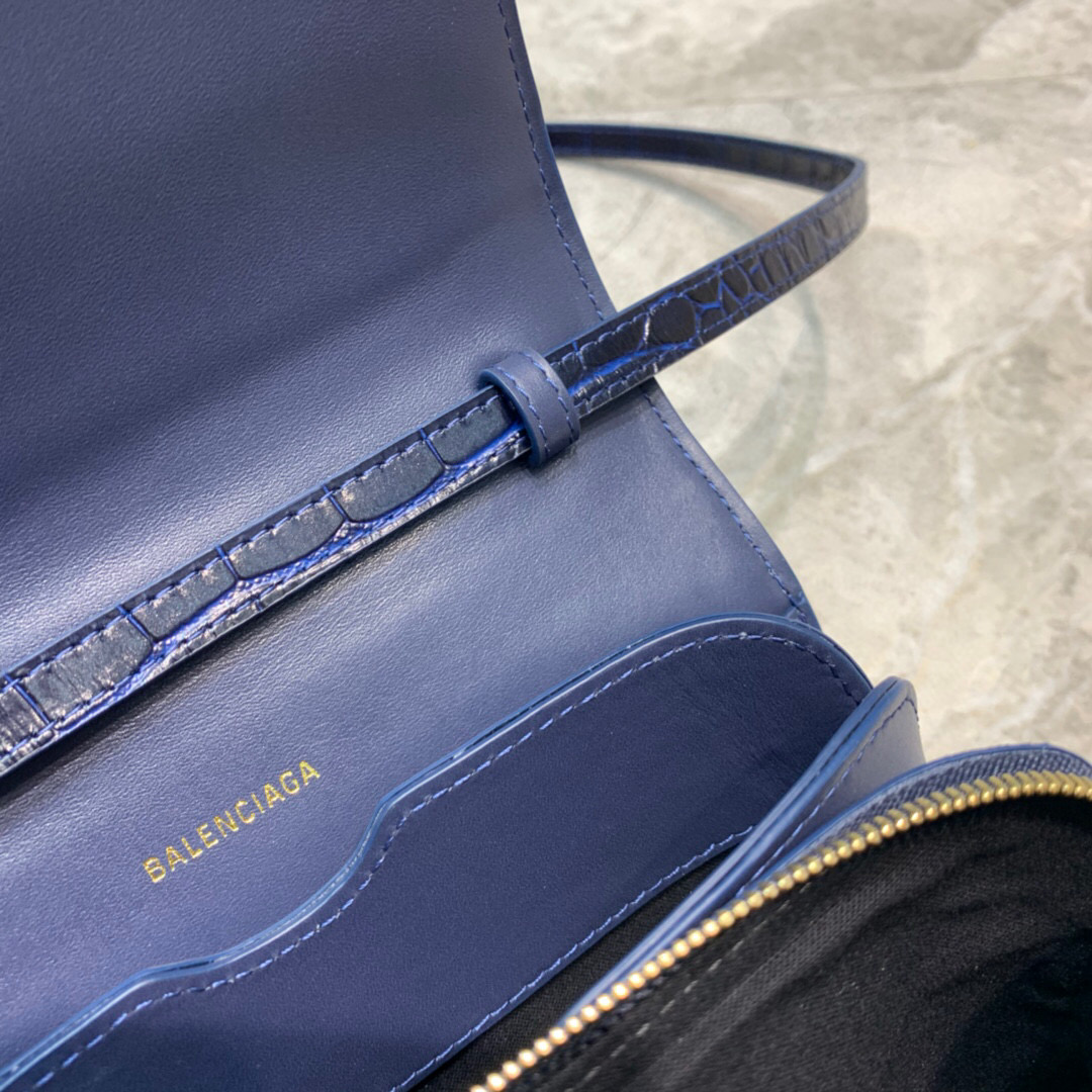 Balenciaga B Small Lizard Effect Cross-body Bag In Dark Blue, For Women, Women’s Bags 7in/18cm