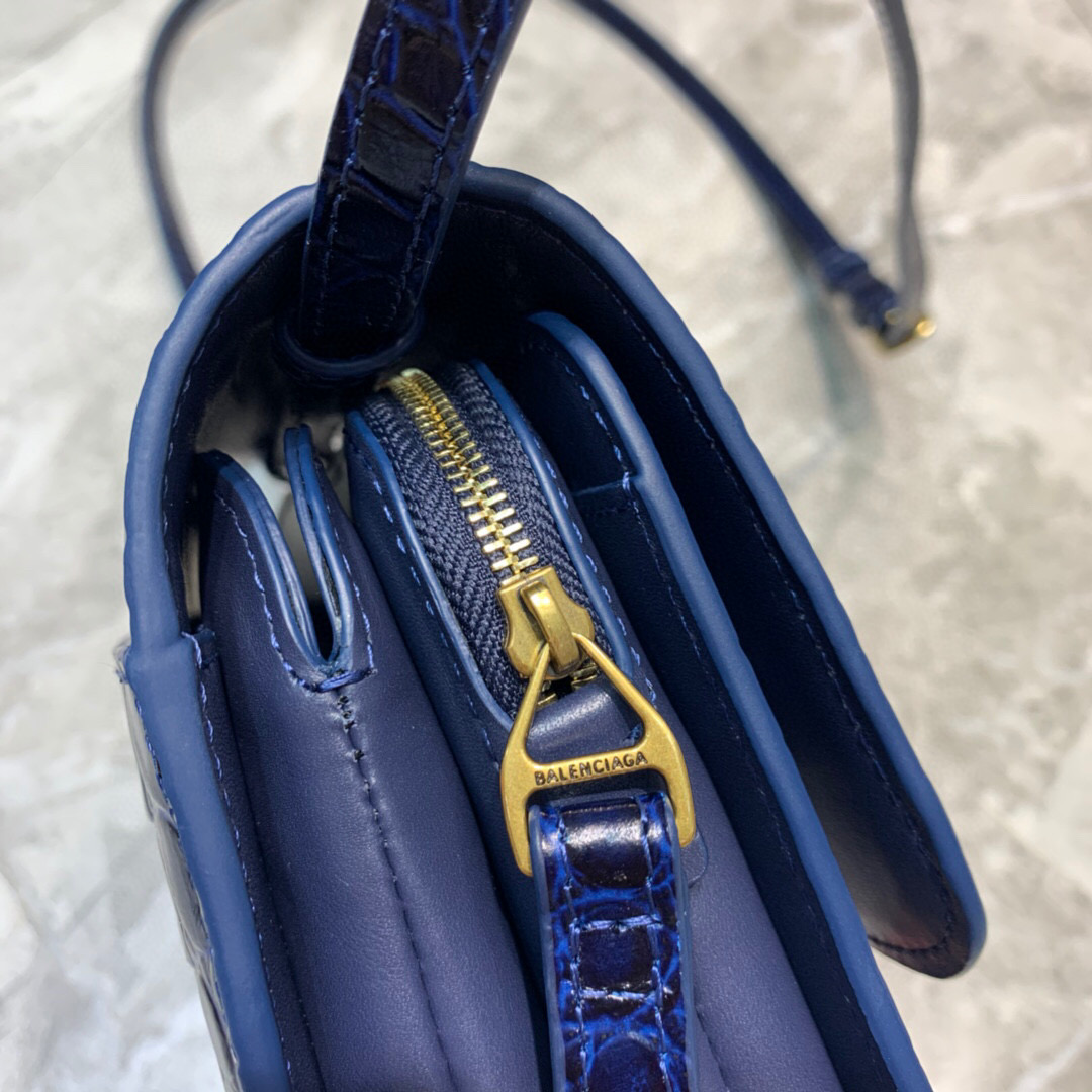 Balenciaga B Small Lizard Effect Cross-body Bag In Dark Blue, For Women, Women’s Bags 7in/18cm