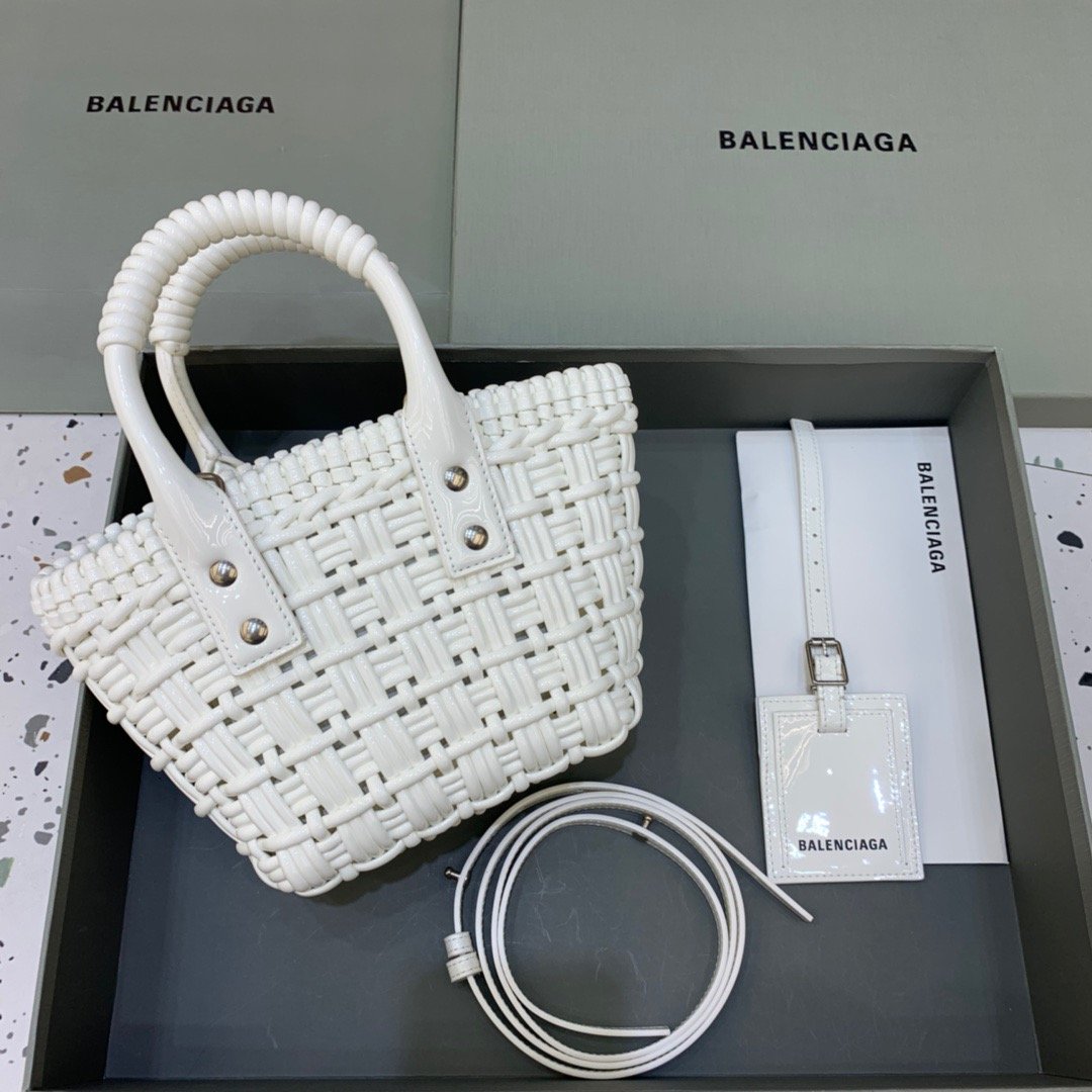Balenciaga Bistro XS Basket With Strap In White, For Women, Women’s Bags 16.1in/41cm 6713422IE3Y9000