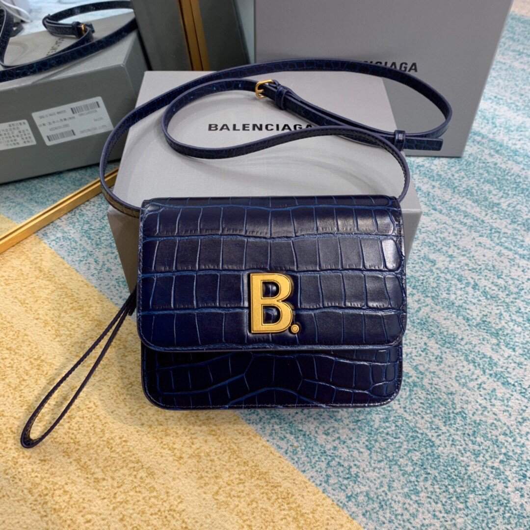 Balenciaga Bolso Bandolera B In Dark Blue , For Women, Women’s Bags 7in/18cm