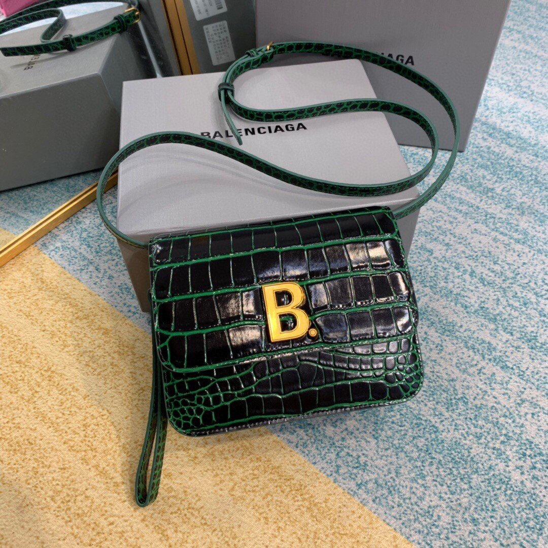 Balenciaga Bolso Bandolera B In Dark Green, For Women, Women’s Bags 7in/18cm