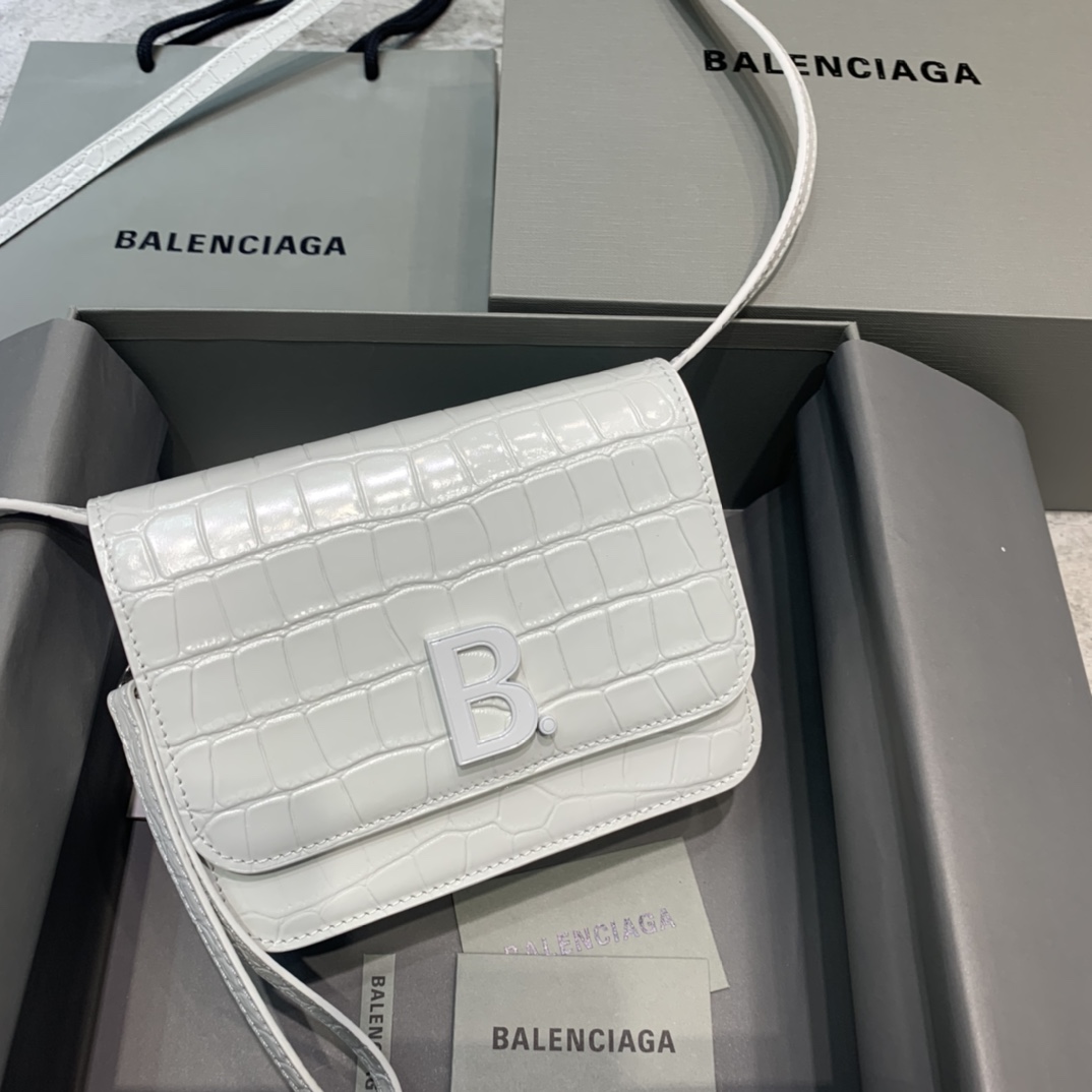 Balenciaga Bolso Bandolera B In White, For Women, Women’s Bags 7in/18cm