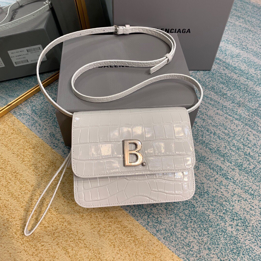 Balenciaga Bolso Bandolera B In White, For Women, Women’s Bags 7in/18cm