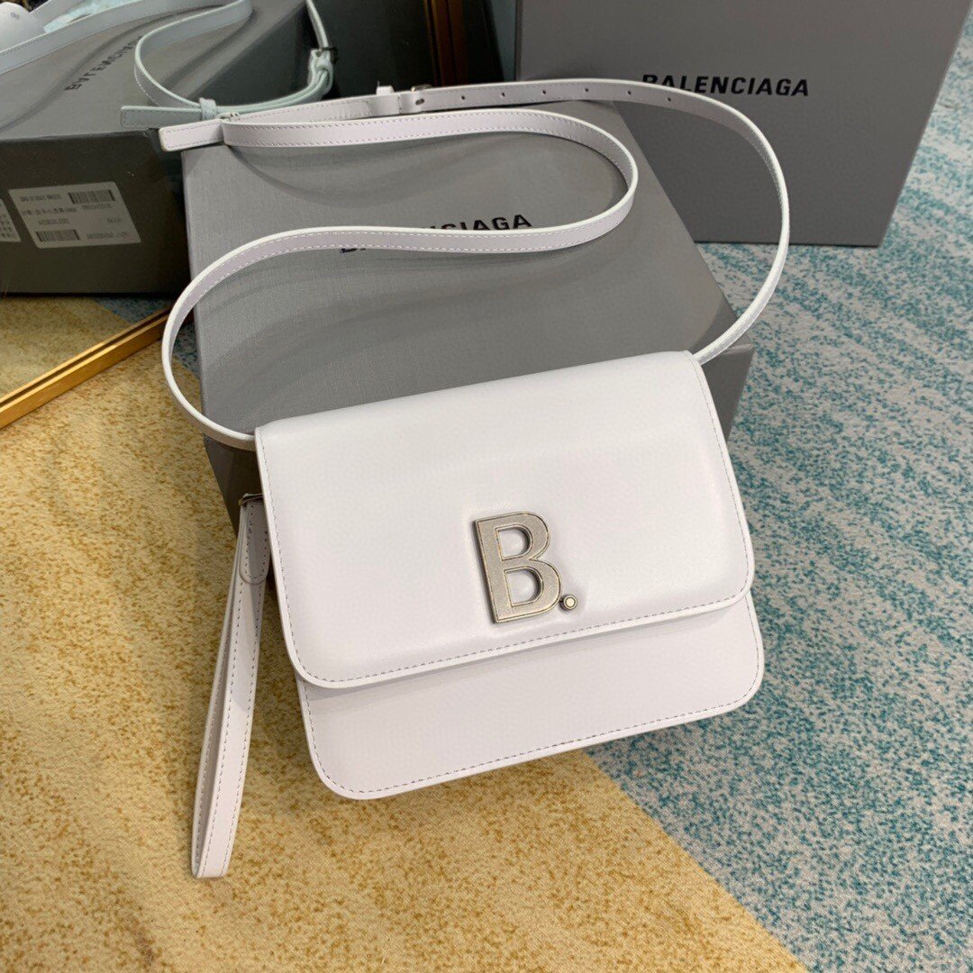 Balenciaga Bolso Bandolera B In White, For Women, Women’s Bags 7in/18cm
