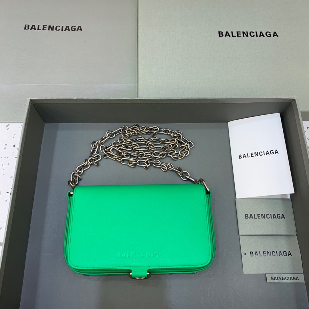 Balenciaga Bondage Wallet With Chain Green, For Women, Women’s Bags 8in/20cm