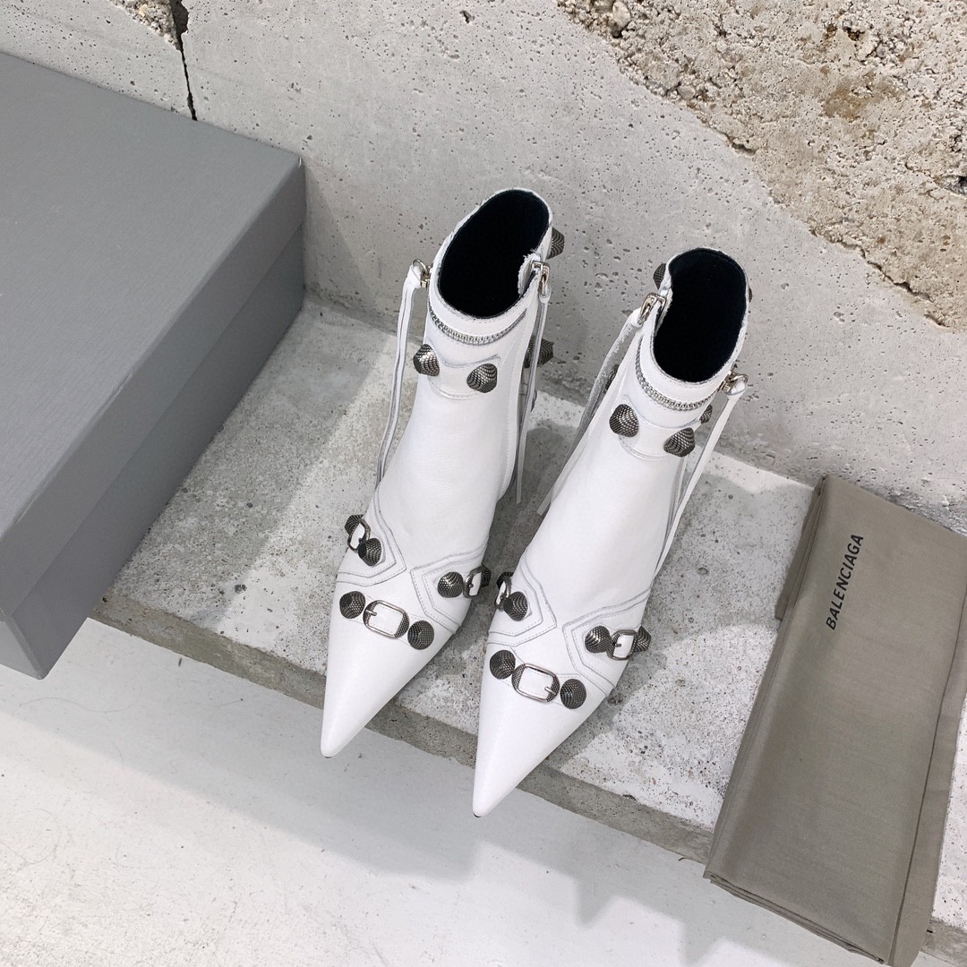 Balenciaga Cagole 90mm Bootie White For Women